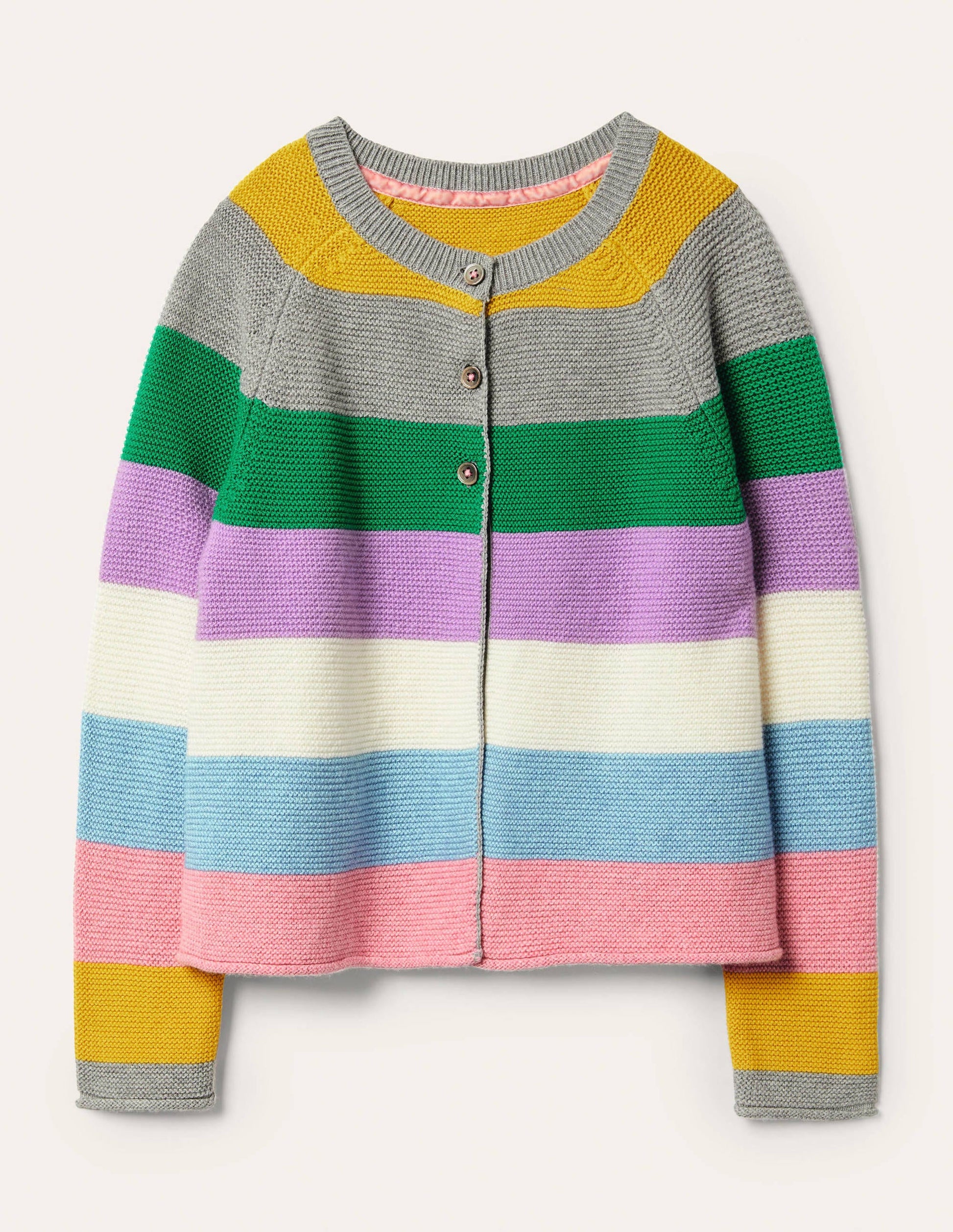Cotton Cashmere Mix Cardigan-Multi Stripe-1