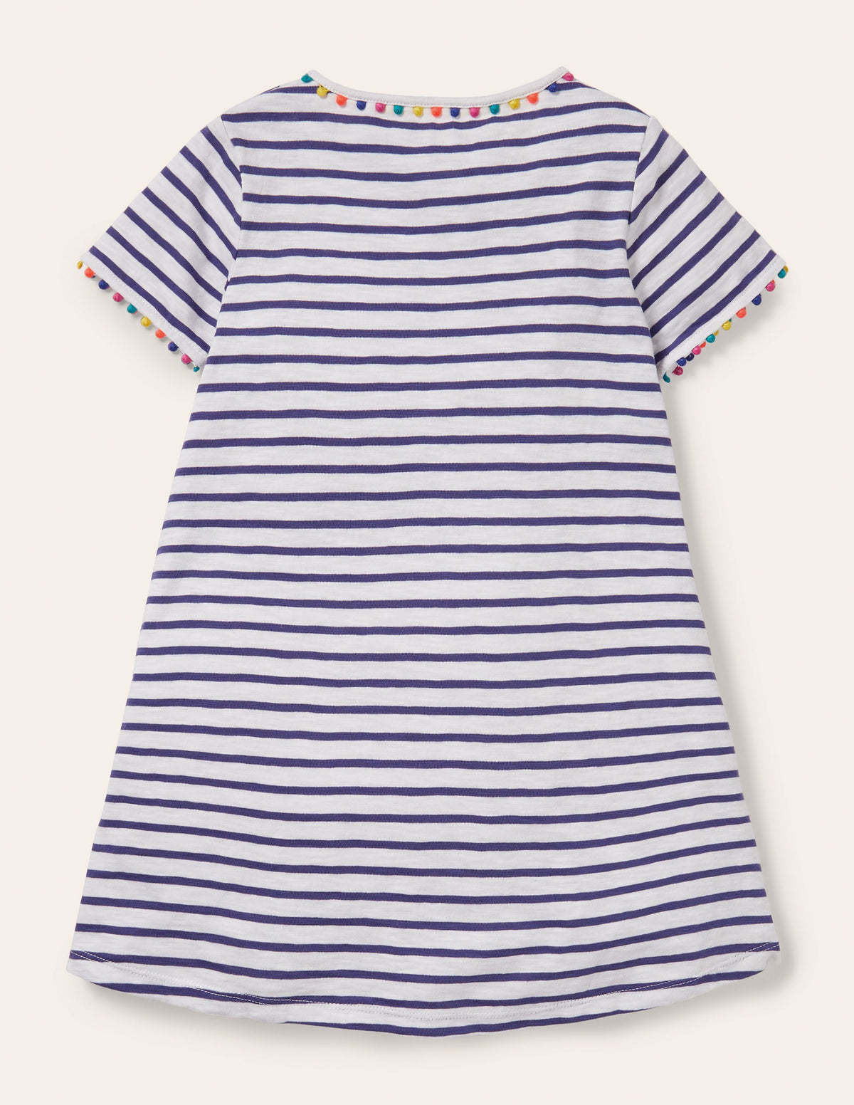 Charlie Pom Jersey Dress-Ivory/Navy-2