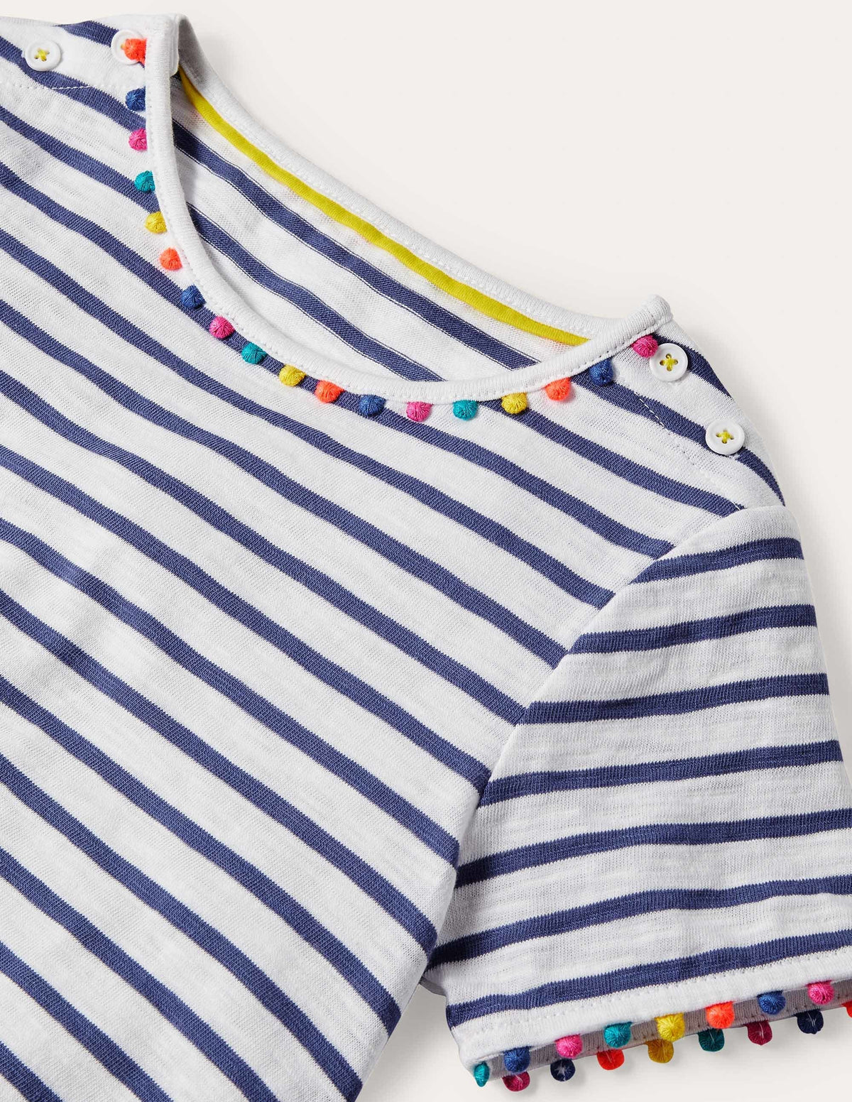 Charlie Pom Jersey Dress-Ivory/Navy - Image 3