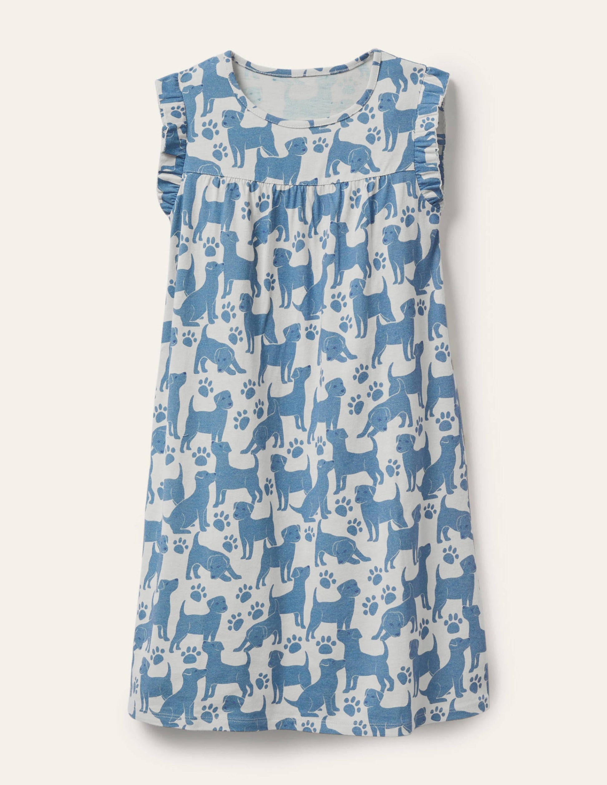 Printed Nightgown-Blue Playful Pups-1