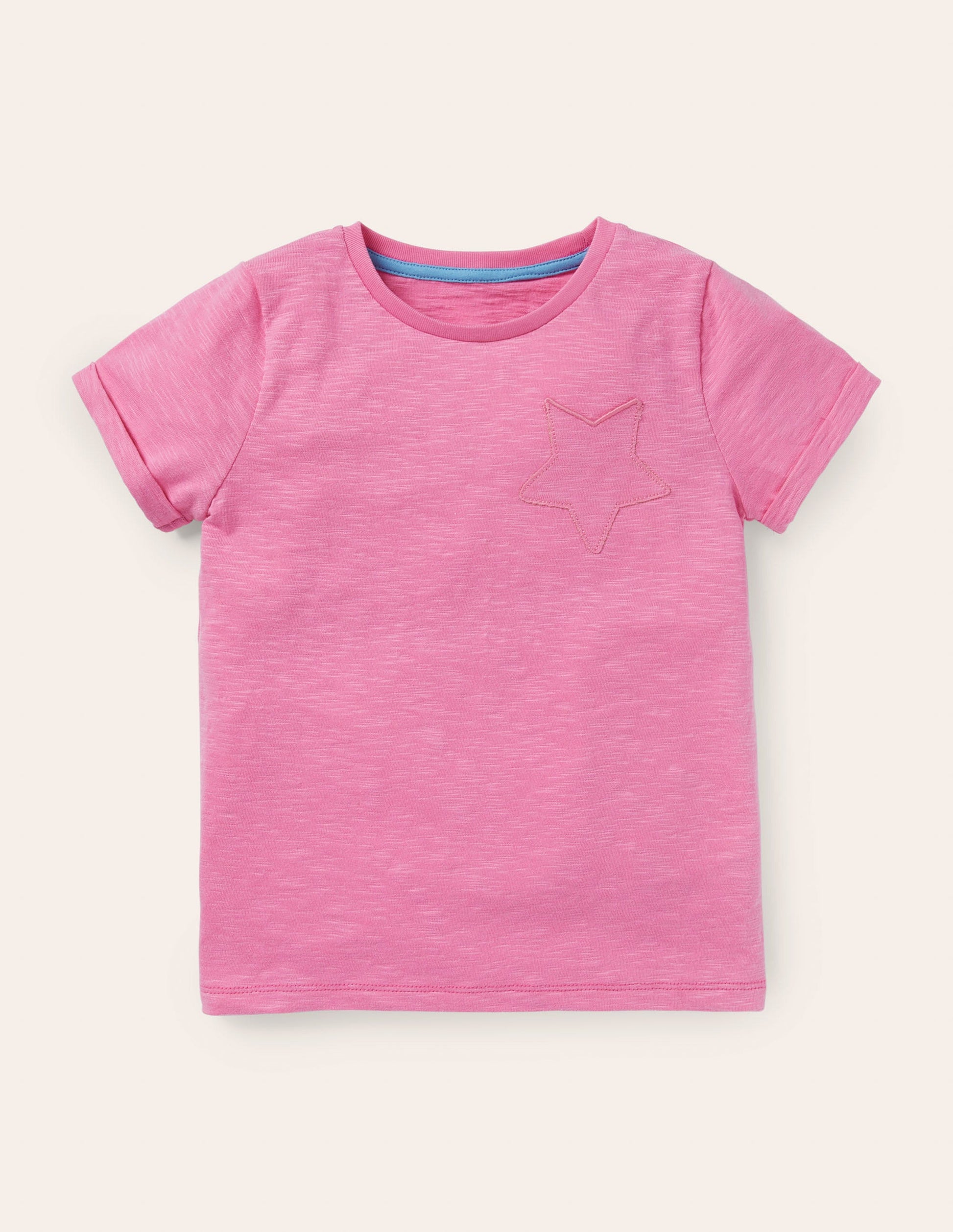 Star Pocket Slub T-shirt-Plum Blossom Pink-1