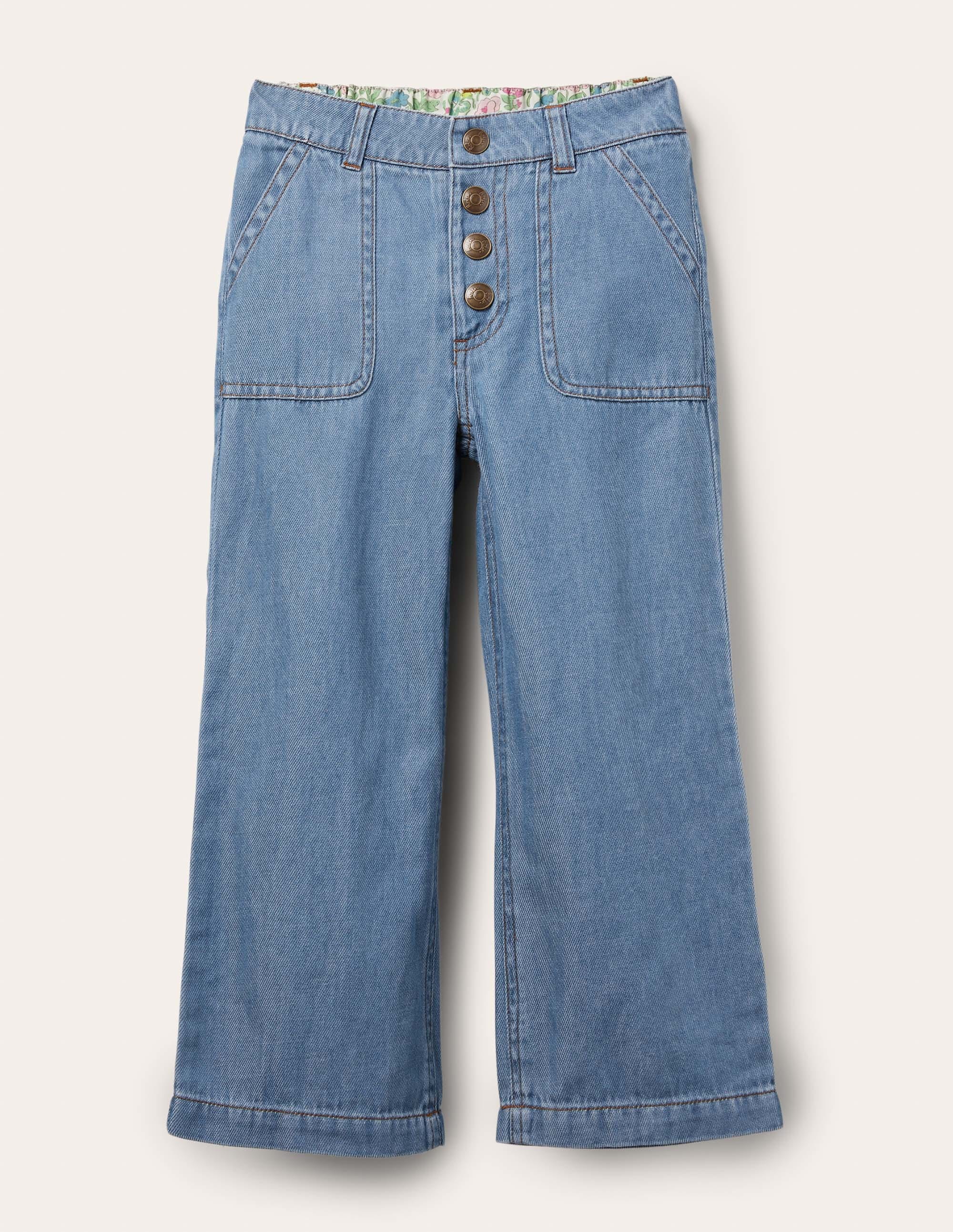 Straight Leg Button Jeans-Light Vintage Denim - Image 1