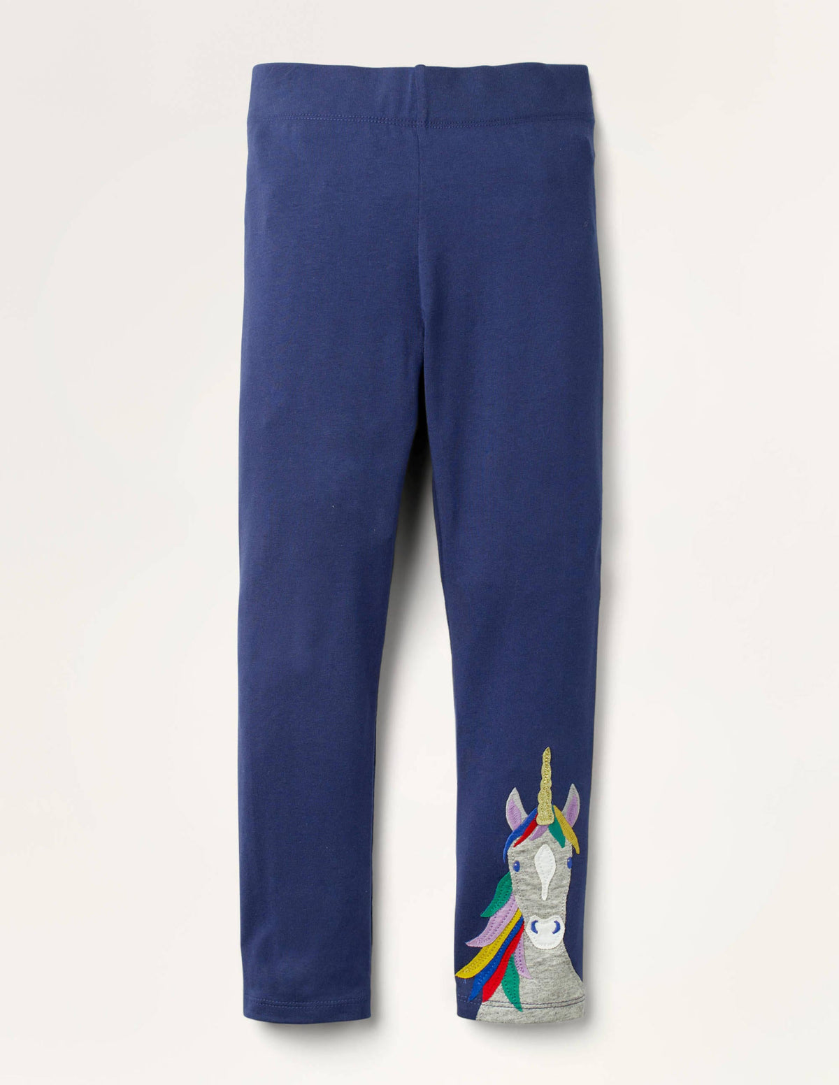 Fun Appliqué Leggings-College Navy Unicorn - Image 1