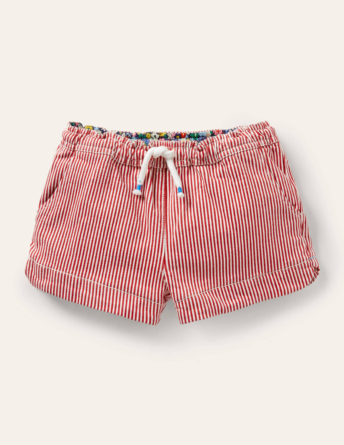 Heart Pocket Shorts-Strawberry Tart Ticking - Image 1