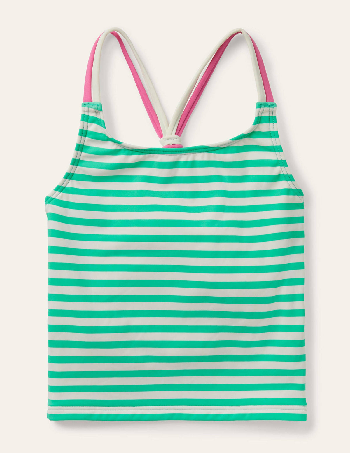 Patterned Tankini Top-Light Green/ Ivory-1