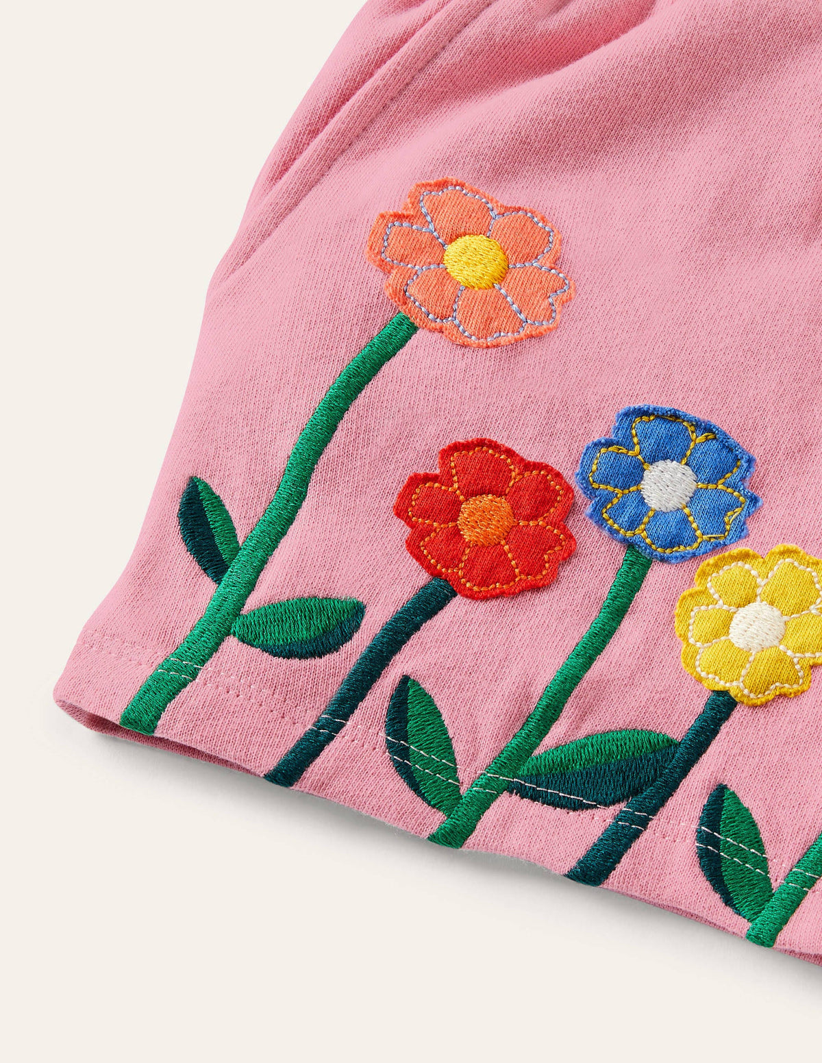 Appliqué Jersey Shorts-Formica Pink Flowers - Image 3