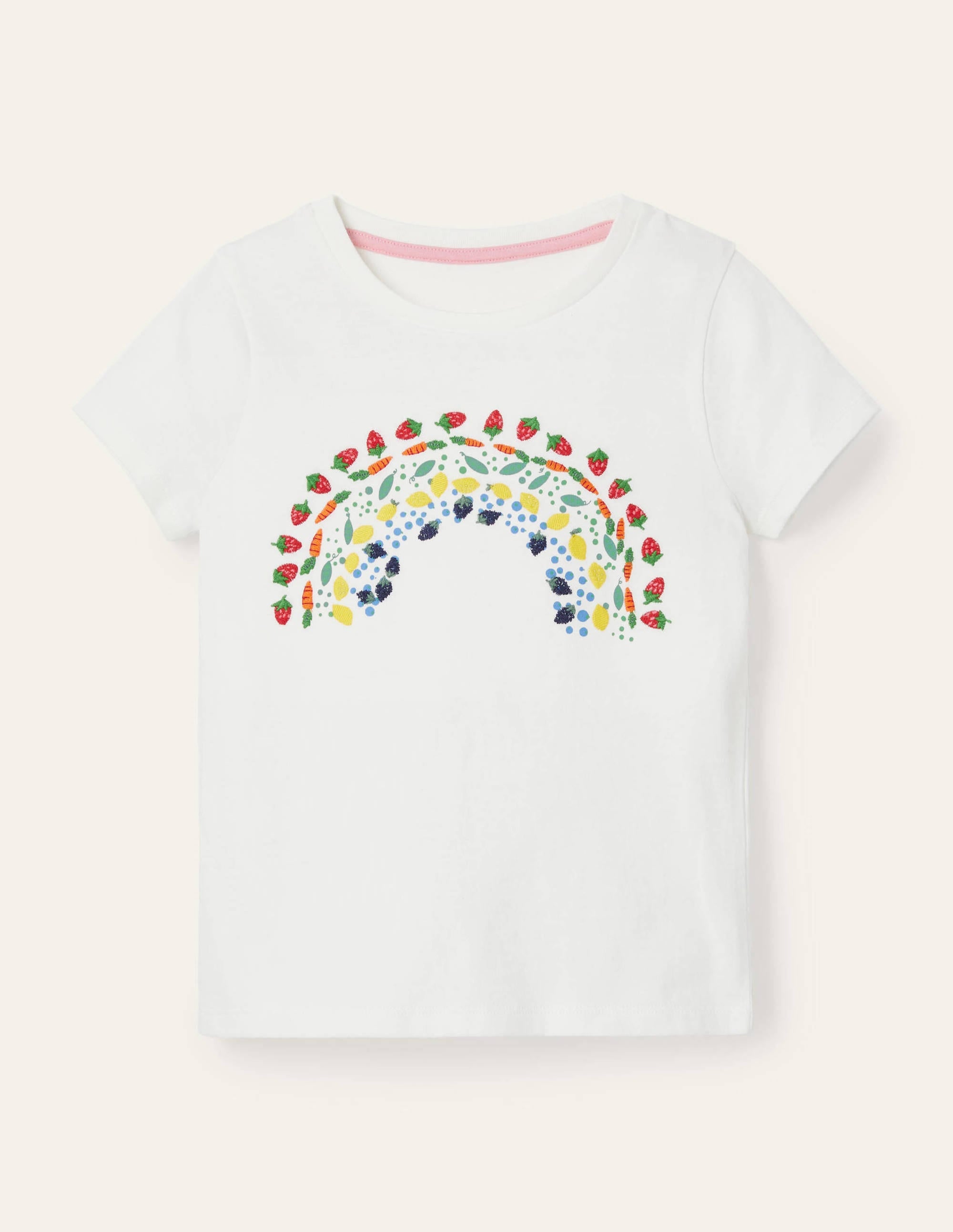 Embroidered Rainbow T-shirt-Ivory Vegetable Rainbow - Image 1
