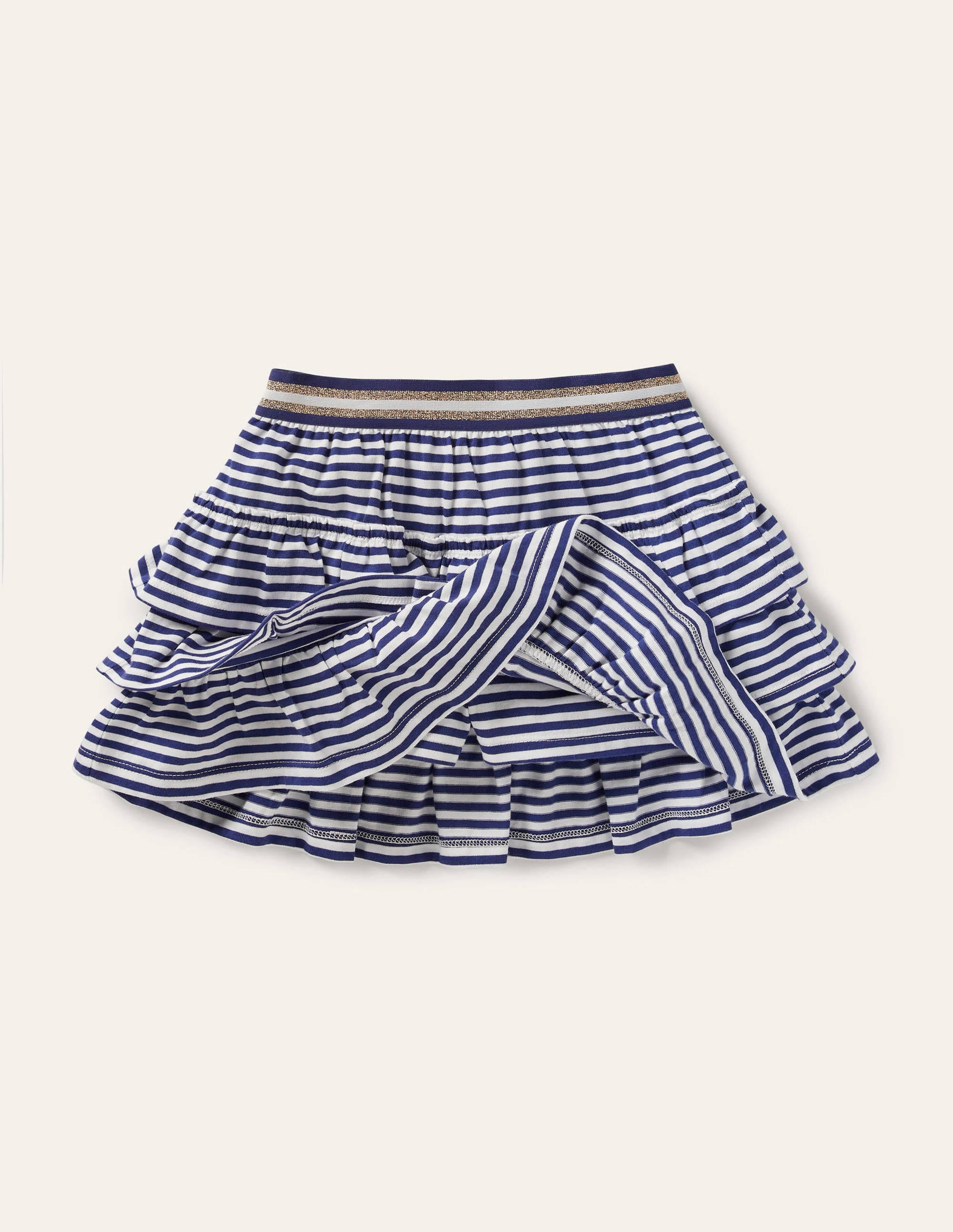 Jersey Ruffle Skort-Indigo Navy/ White - Image 4