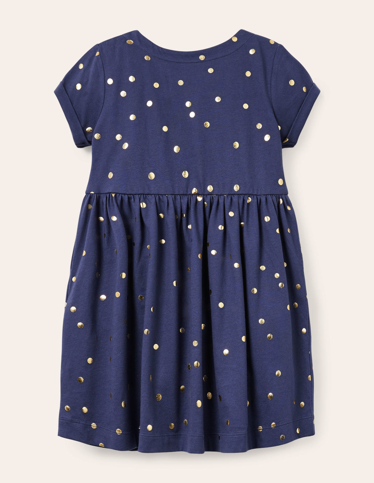 Short Sleeve Fun Jersey Dress-Starboard Blue Gold Spot - Image 2