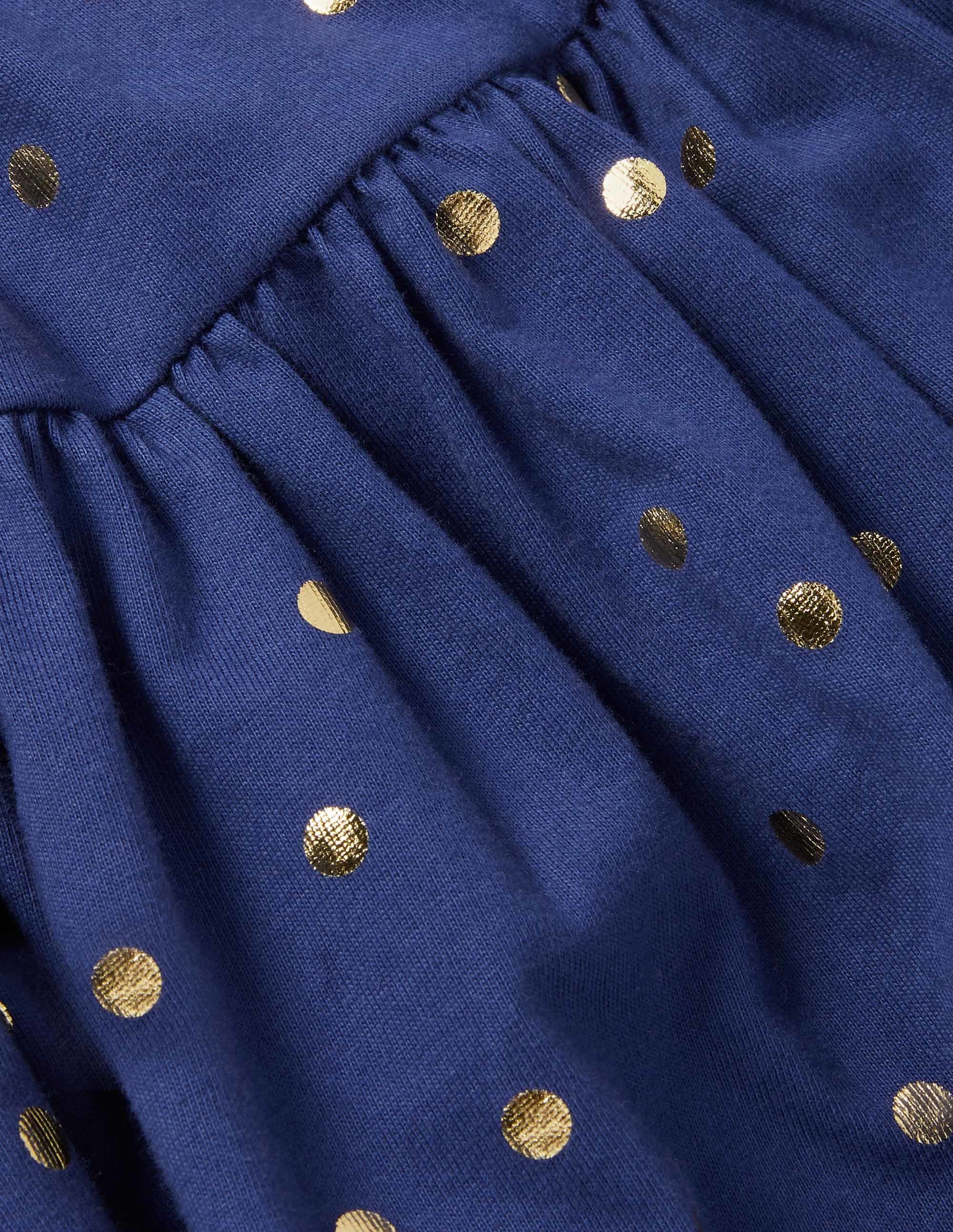 Short Sleeve Fun Jersey Dress-Starboard Blue Gold Spot - Image 3