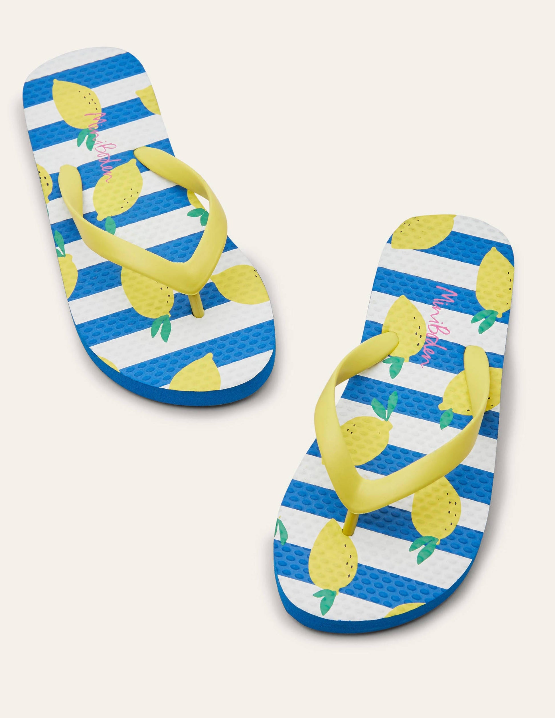 Fun Printed Flip Flops-Ivory/Blue Lemons-1