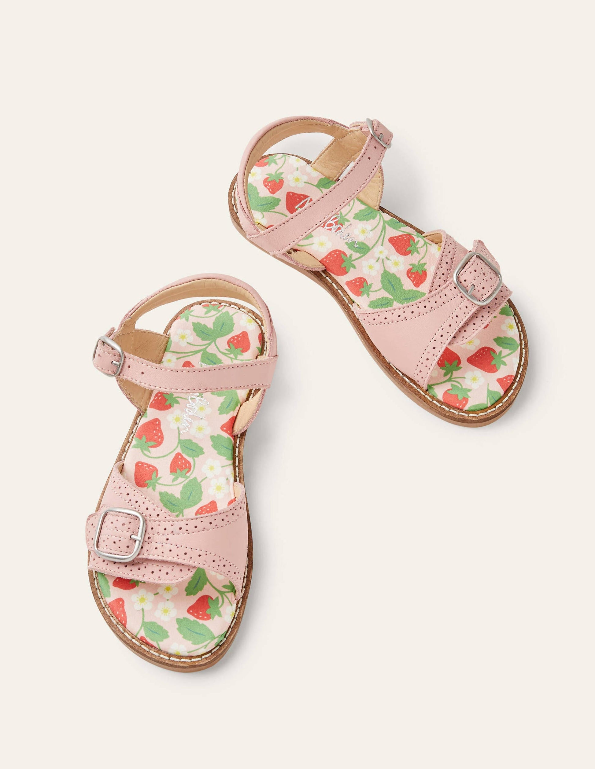Leather Buckle Sandals-Boto Pink-1
