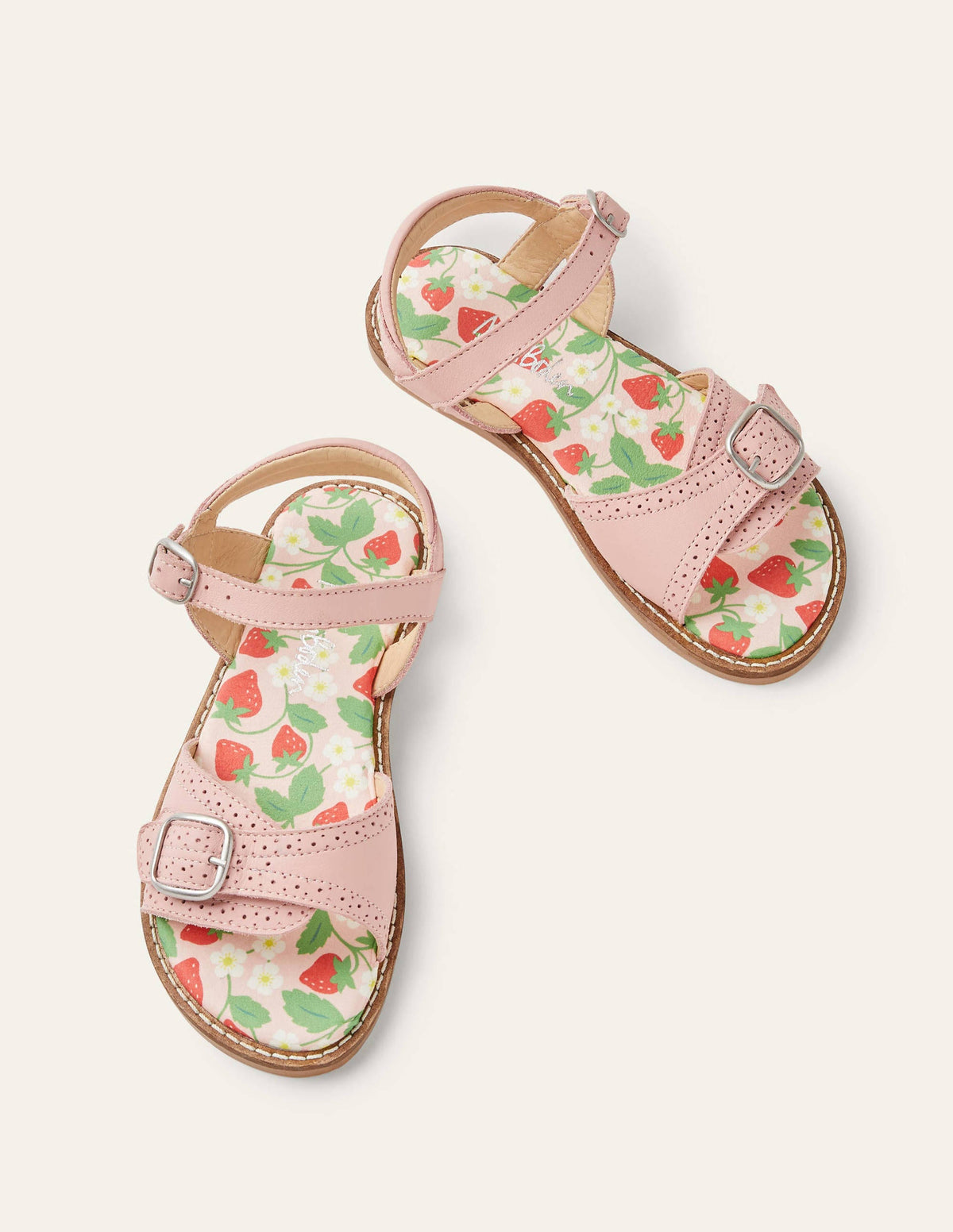 Leather Buckle Sandals-Boto Pink - Image 1