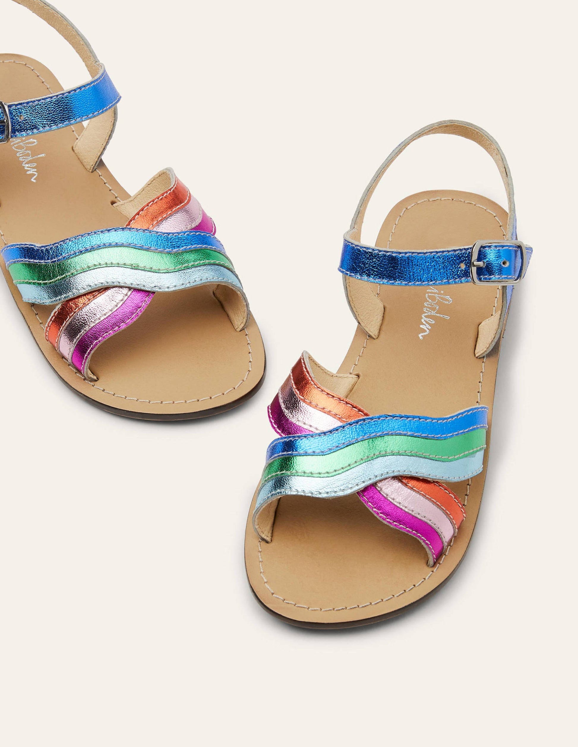 Leather Rainbow Sandals-Multi Metallic-1