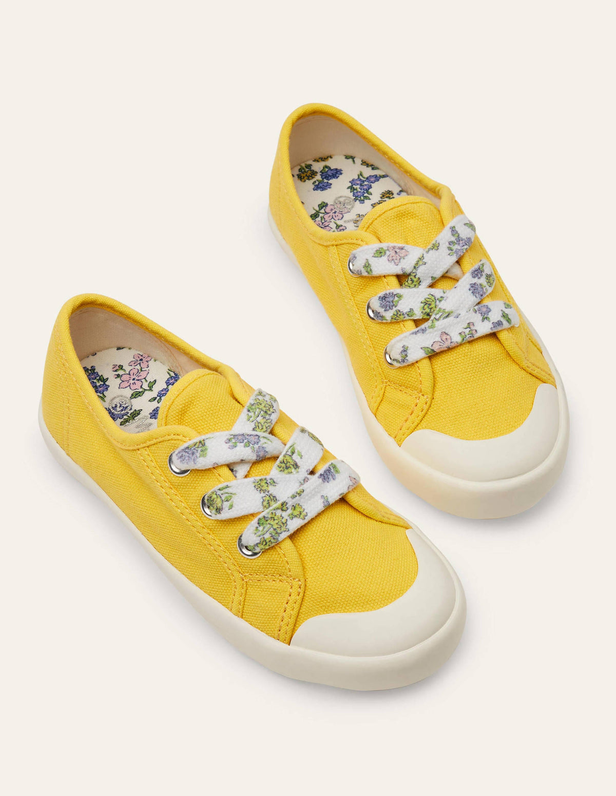 Floral Lace Canvas Shoes-Sweetcorn Yellow - Image 1