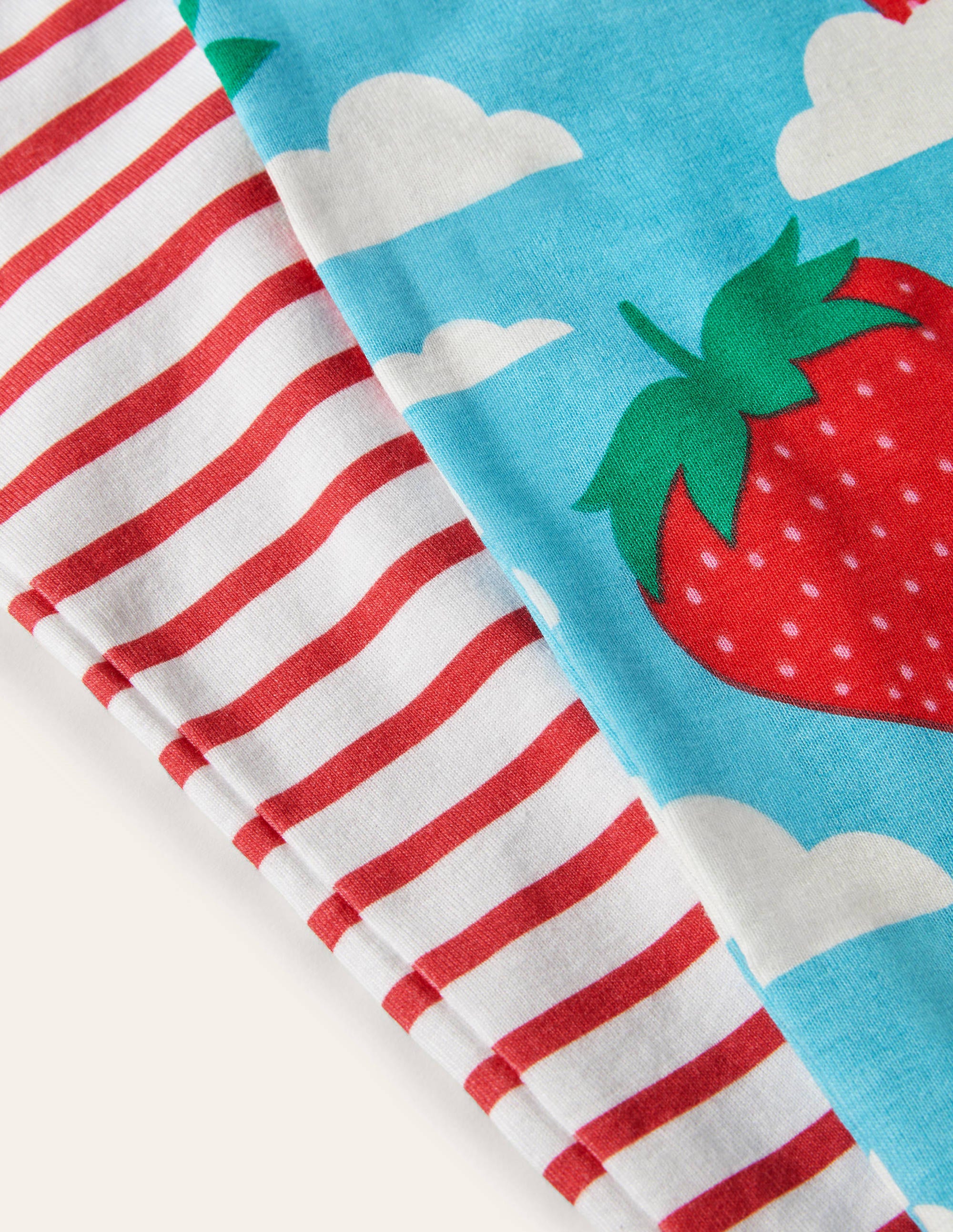 Twin Pack Short John Pajamas-Aqua Blue Strawberry Sky - Image 3