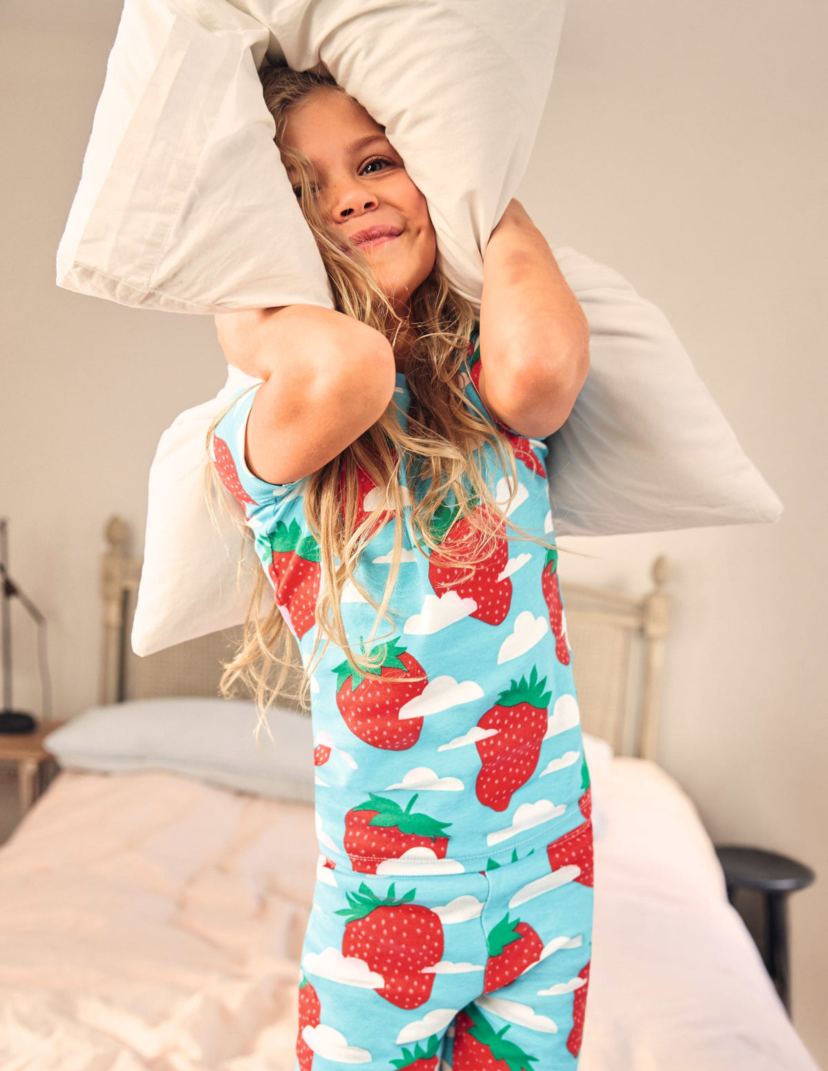 Twin Pack Short John Pajamas-Aqua Blue Strawberry Sky - Image 4