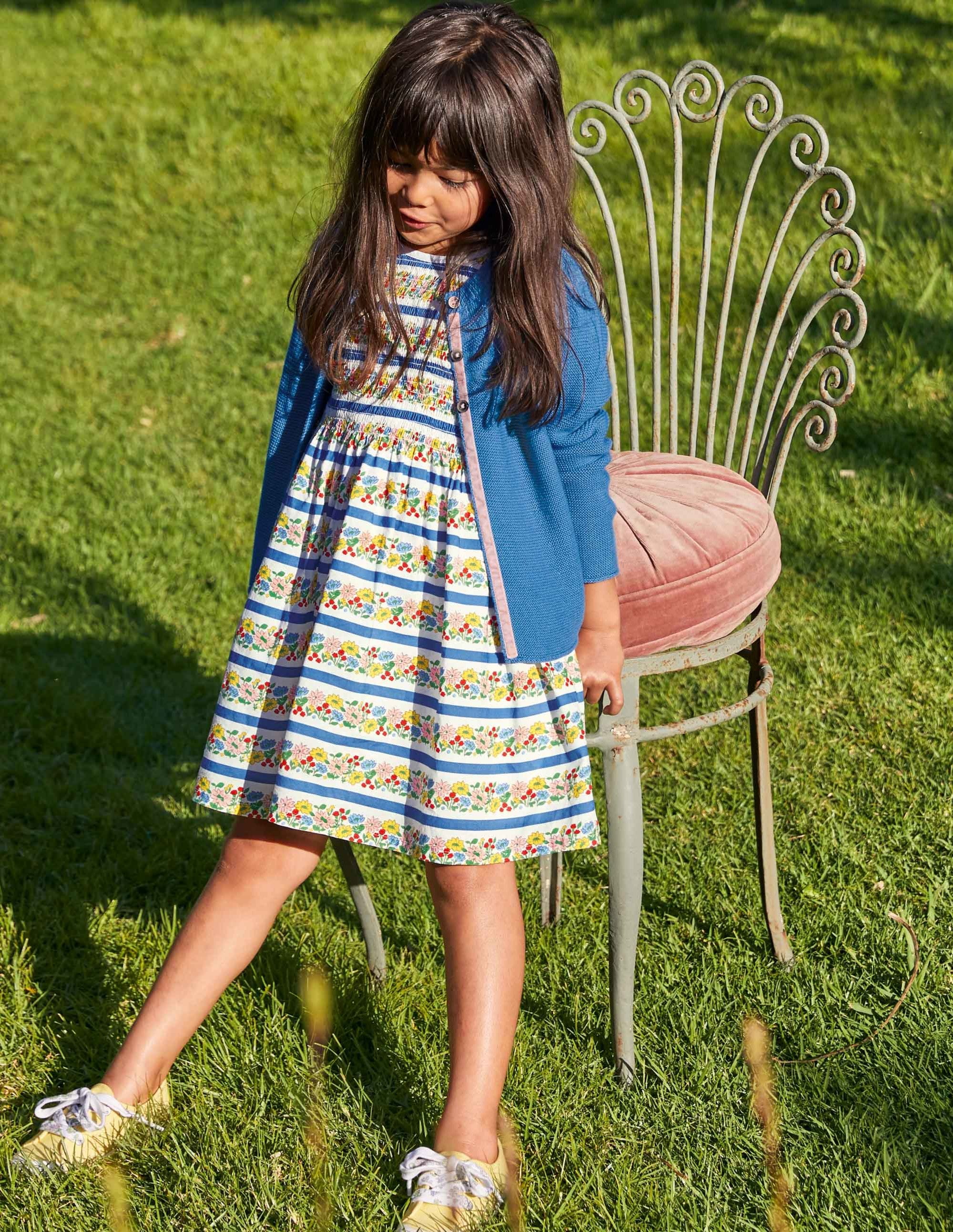 Smocked Woven Dress-Multi Floral Stripe - Image 4