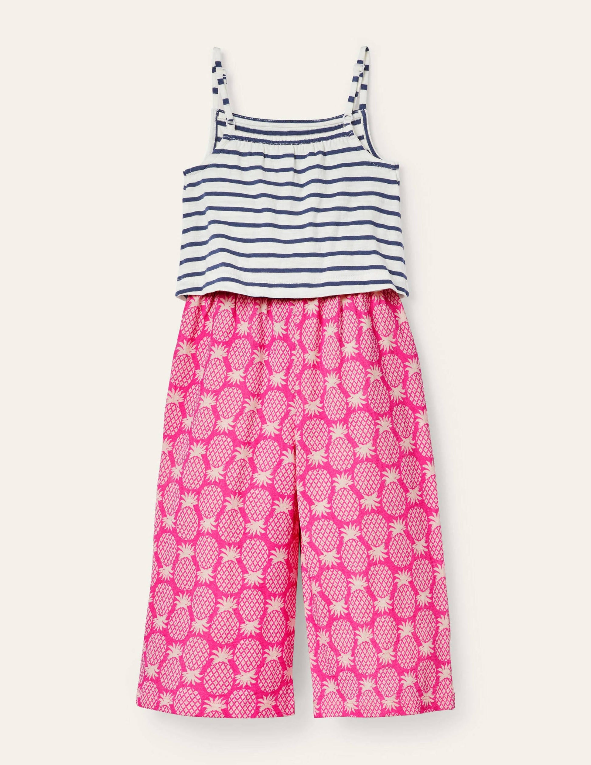 Tie Detail Jersey Jumpsuit-Party Pink Pineapple Geo-2