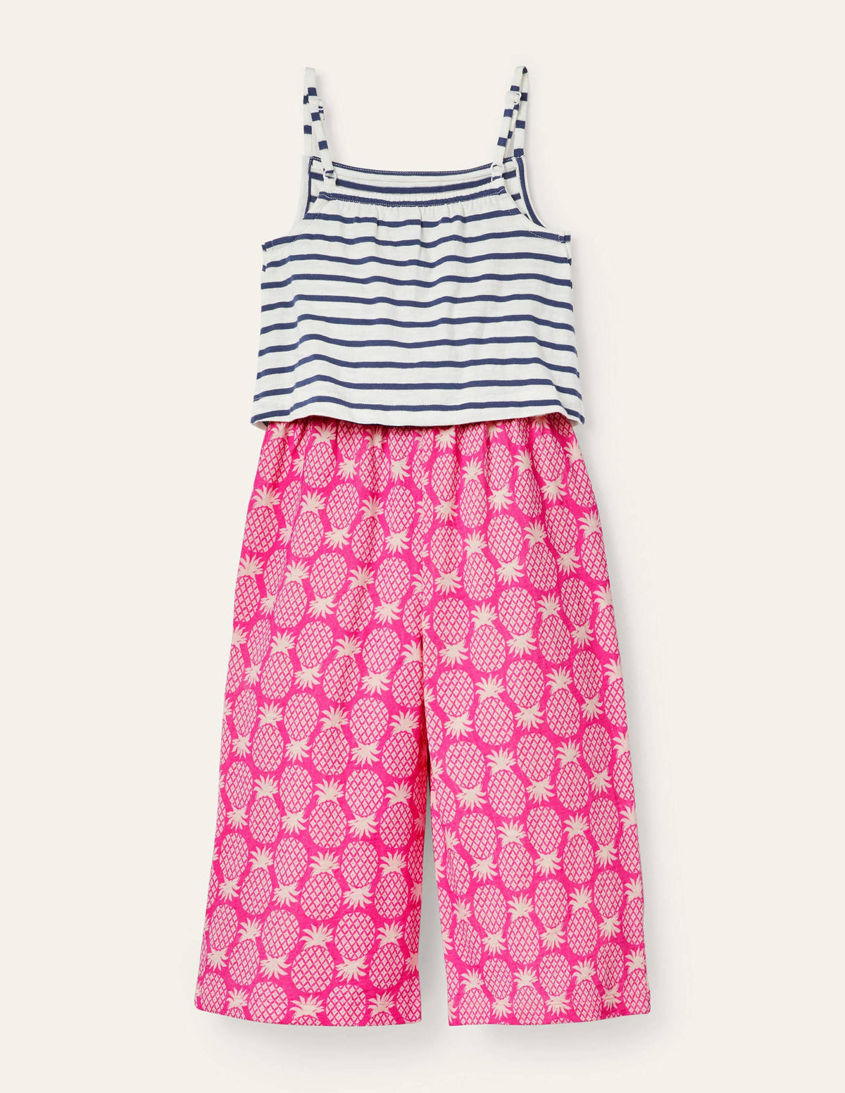 Tie Detail Jersey Jumpsuit-Party Pink Pineapple Geo - Image 2