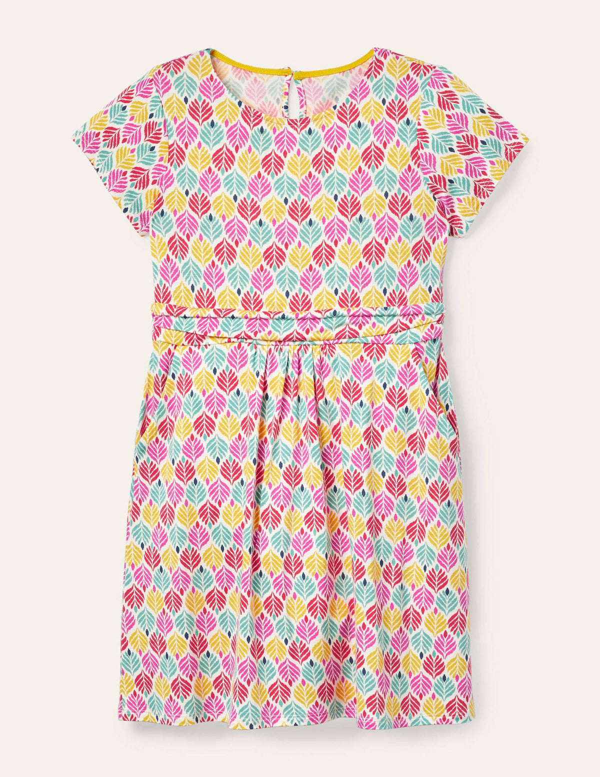 Mini-me Amelie Dress-Multi Palm Leaf Tile-1