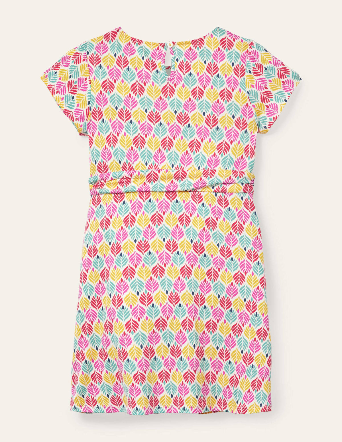 Mini-me Amelie Dress-Multi Palm Leaf Tile-2