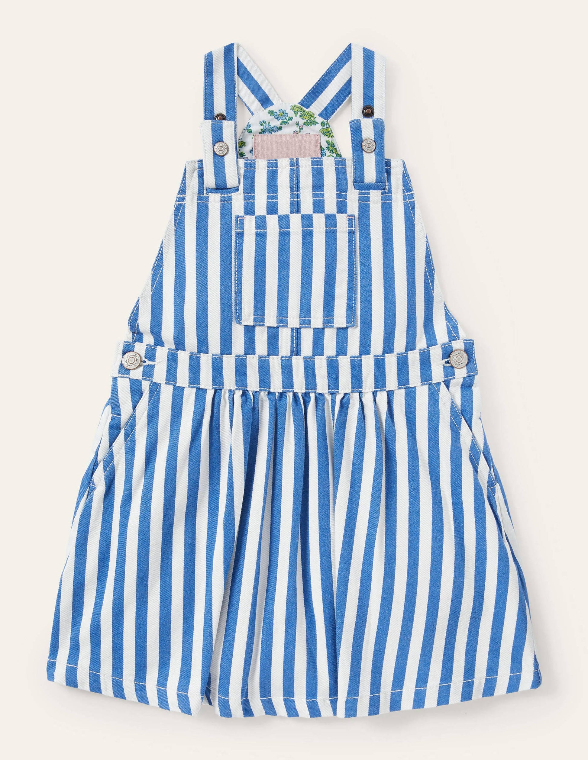 Woven Pinafore Dress-Venice Blue Ticking Stripe-1