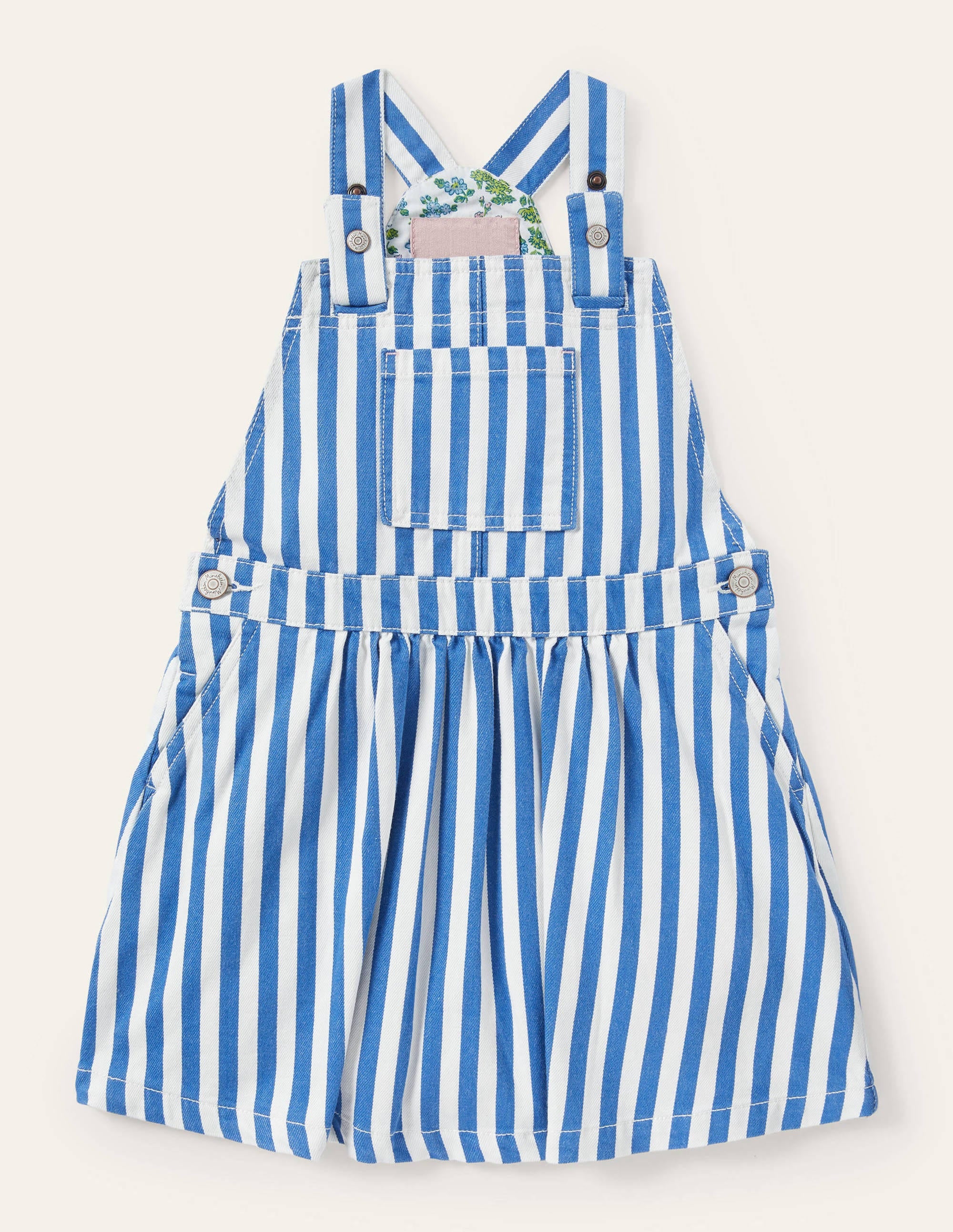Woven Pinafore Dress-Venice Blue Ticking Stripe - Image 1