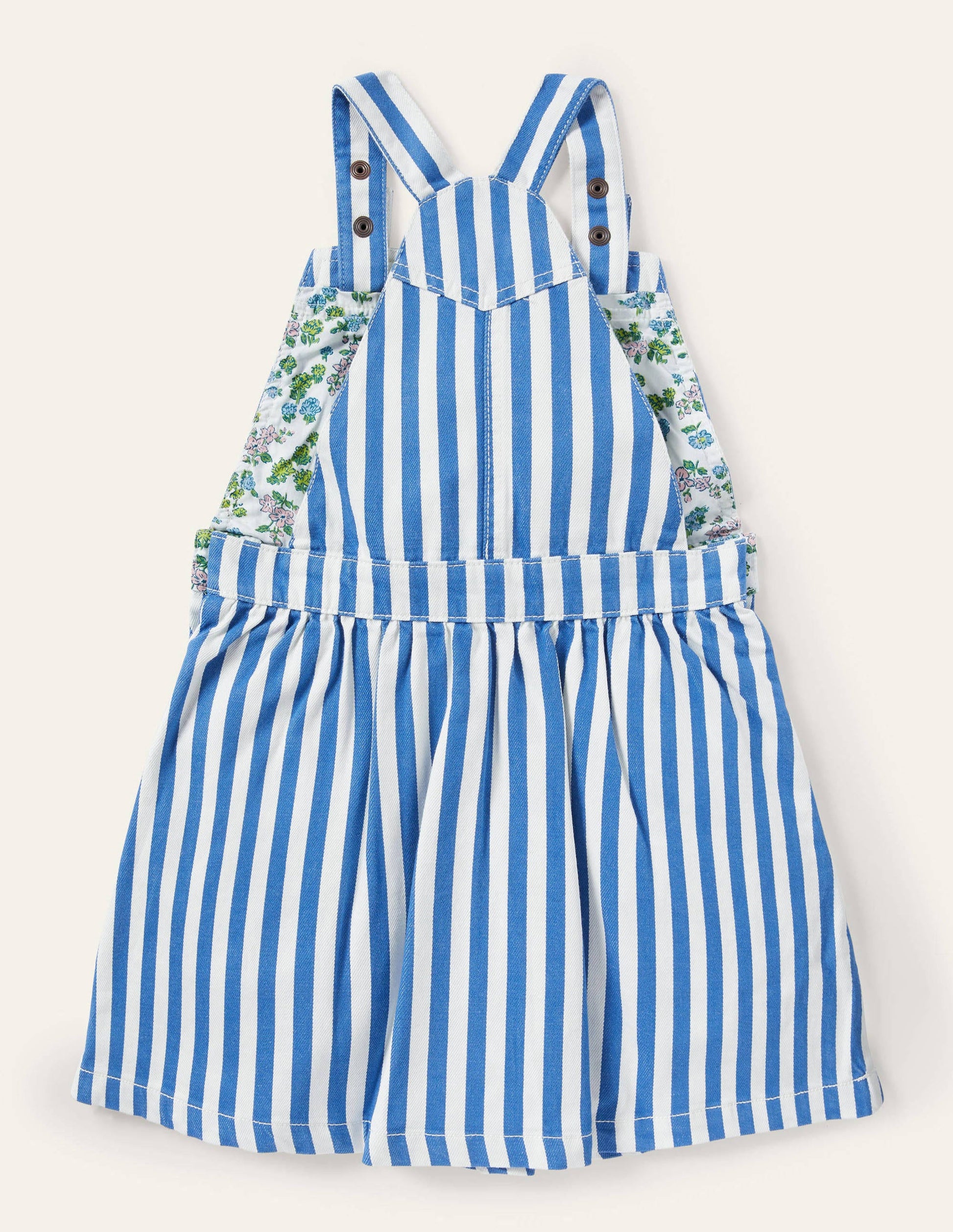 Woven Pinafore Dress-Venice Blue Ticking Stripe-2