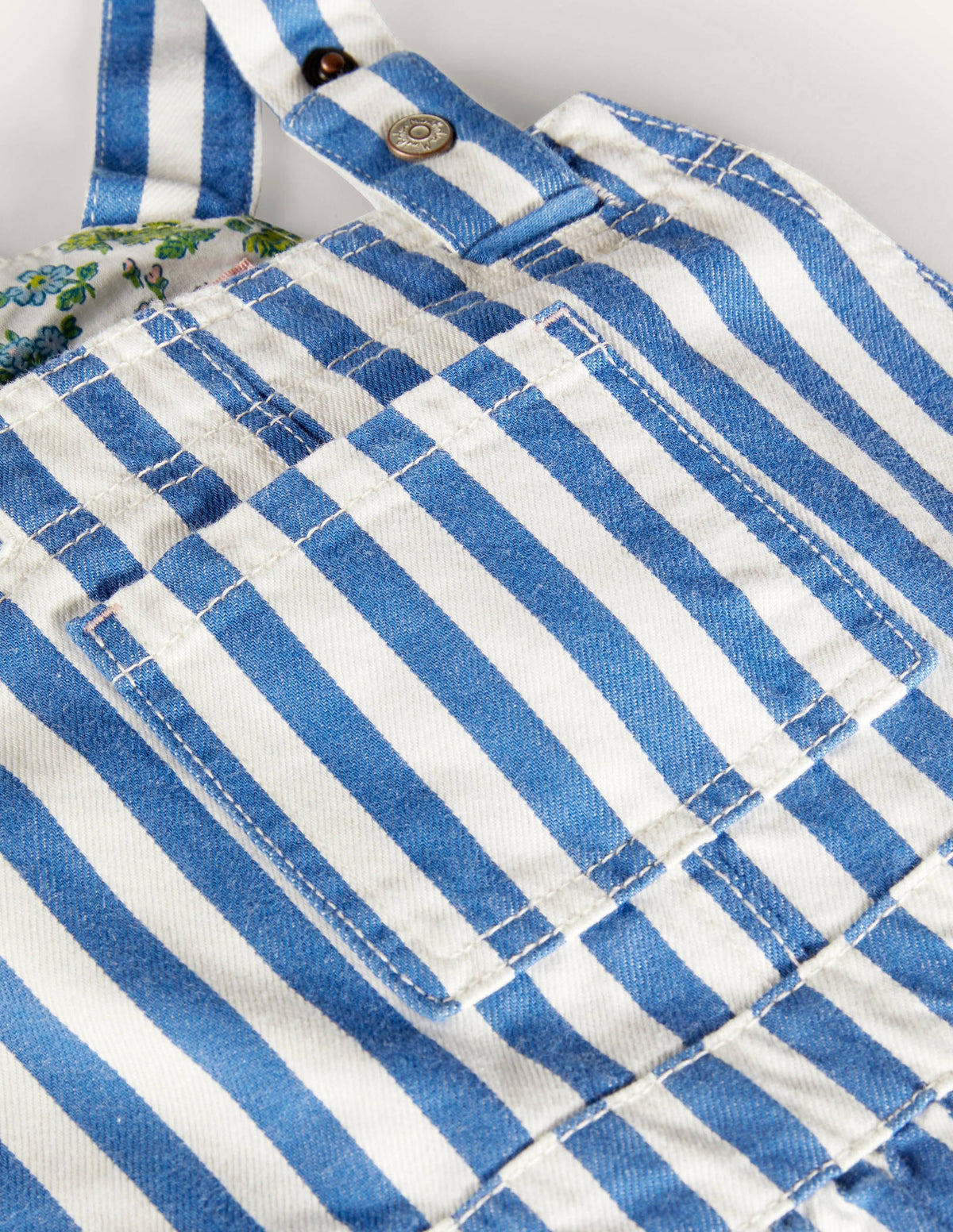 Woven Pinafore Dress-Venice Blue Ticking Stripe-3