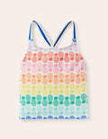 Patterned Tankini Top-Multi Rainbow Pineapple Geo