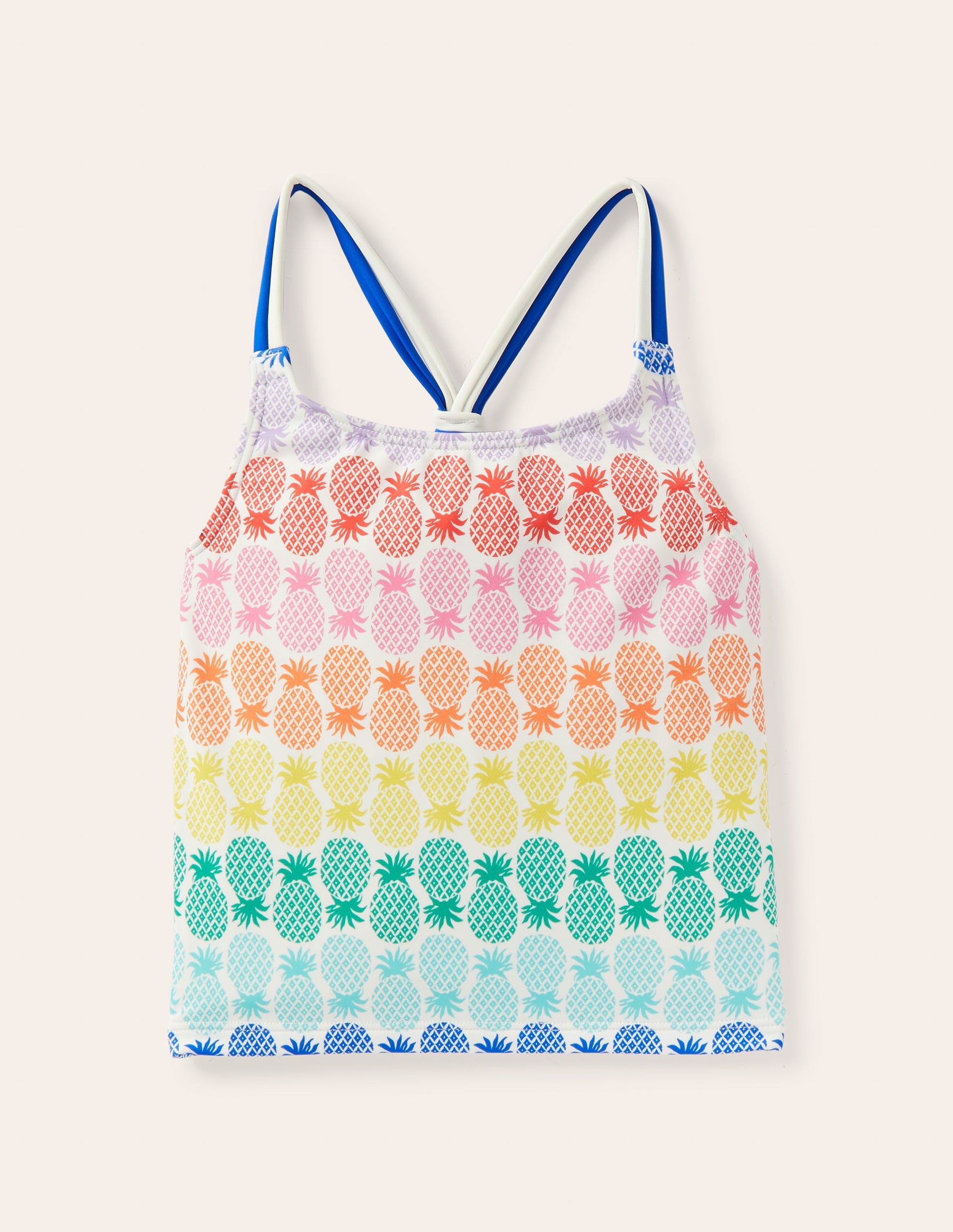 Patterned Tankini Top-Multi Rainbow Pineapple Geo-1