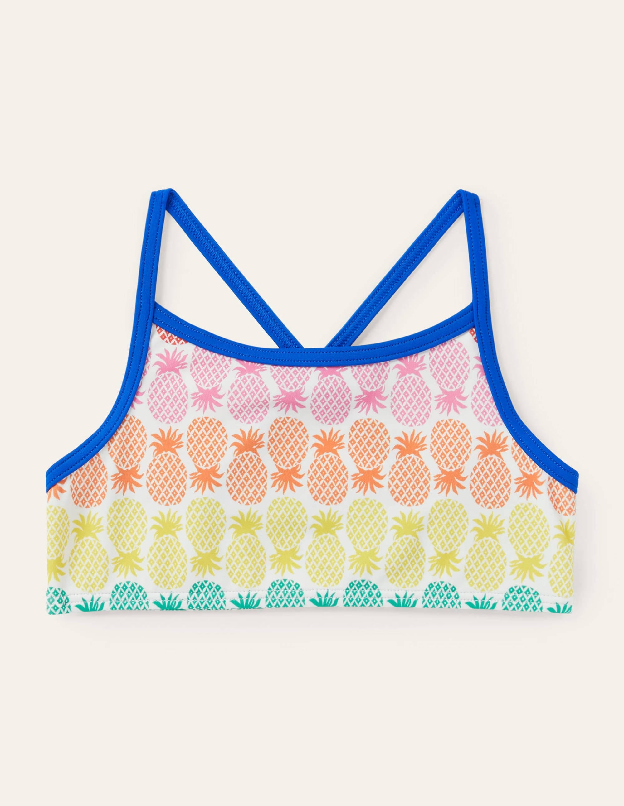 Patterned Bikini Top-Multi Rainbow Pineapple Geo - Image 1