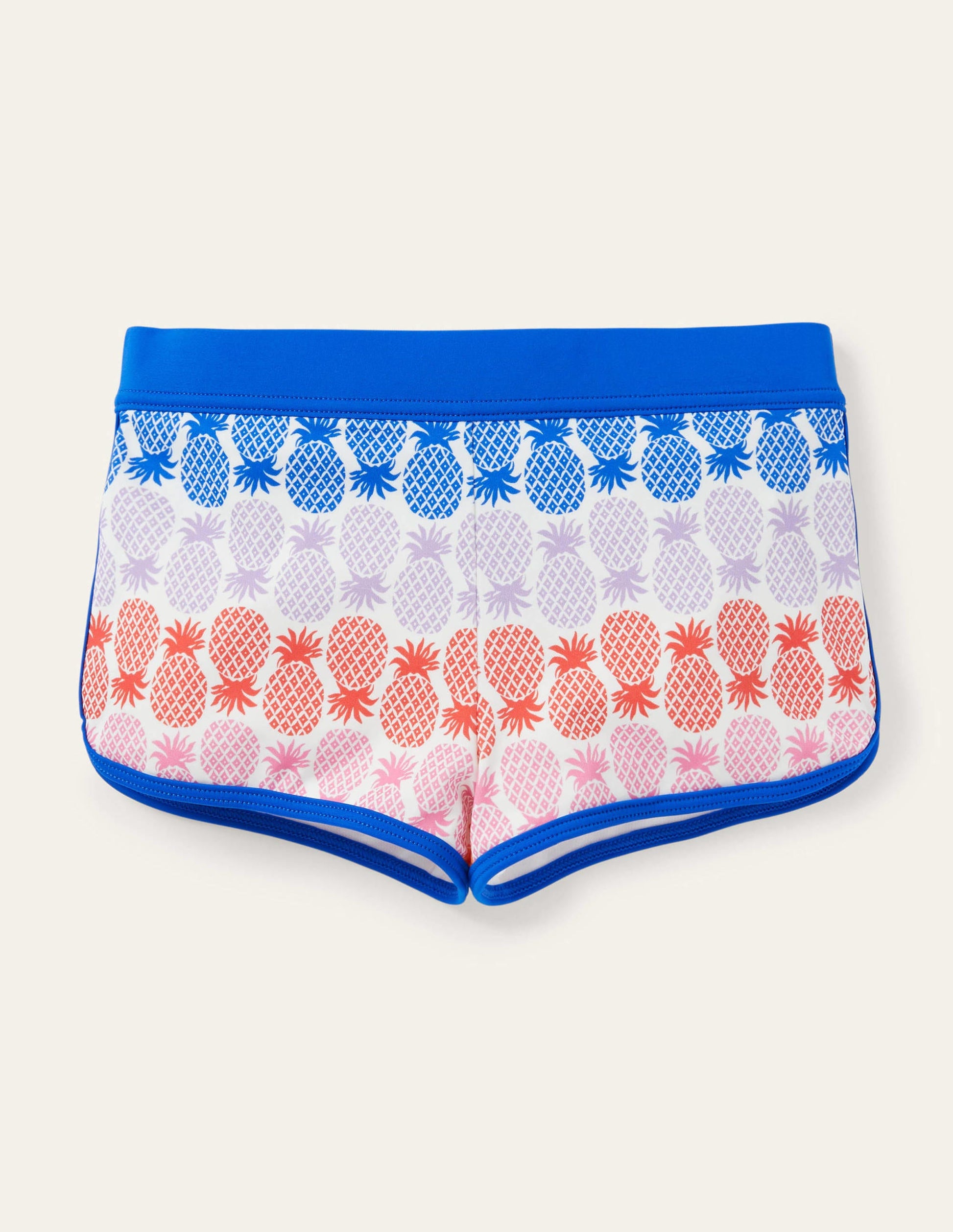 Patterned Swim Shorts-Multi Rainbow Pineapple Geo-1