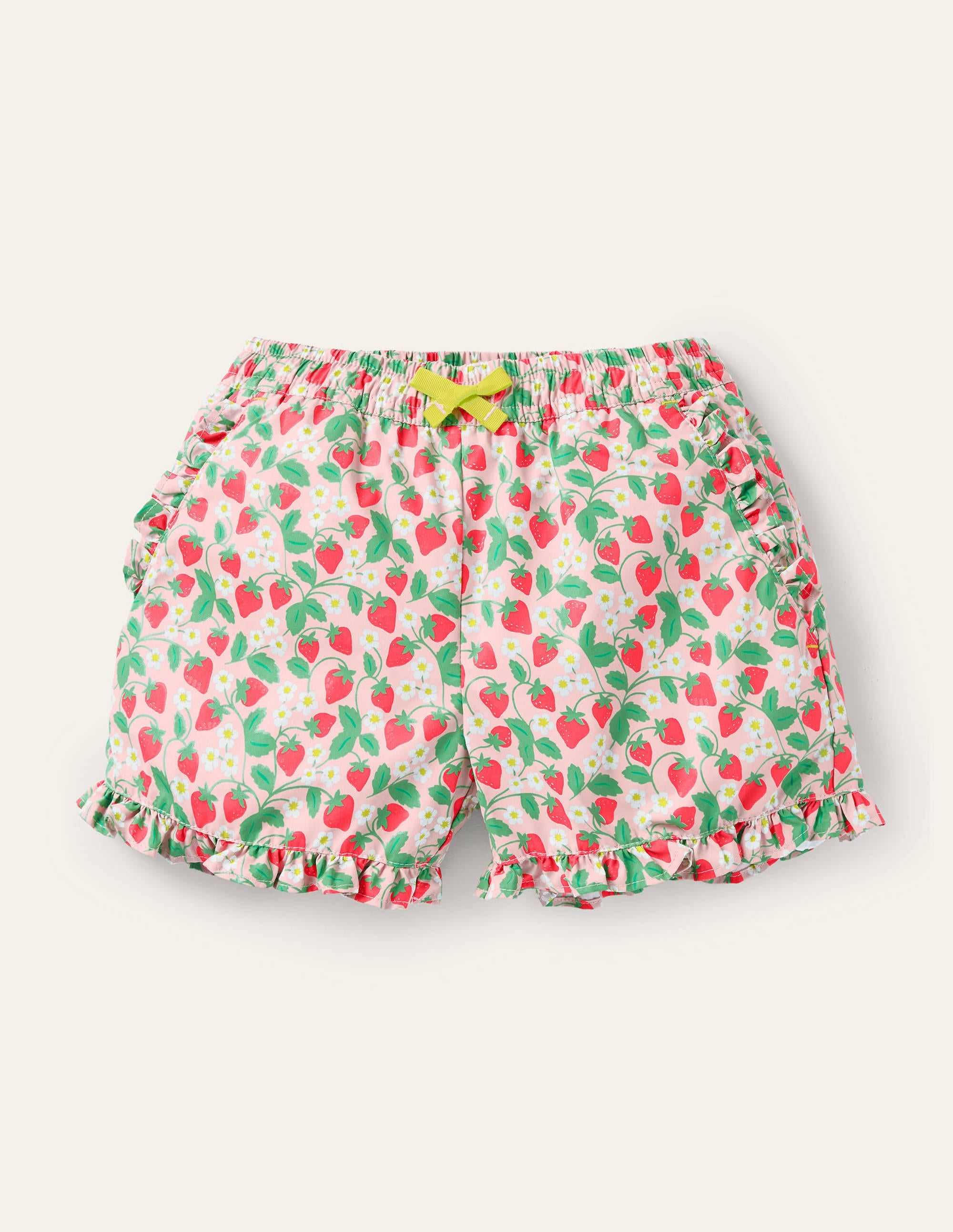 Frill Hem Shorts-Boto Pink Strawberry Ditsy - Image 1