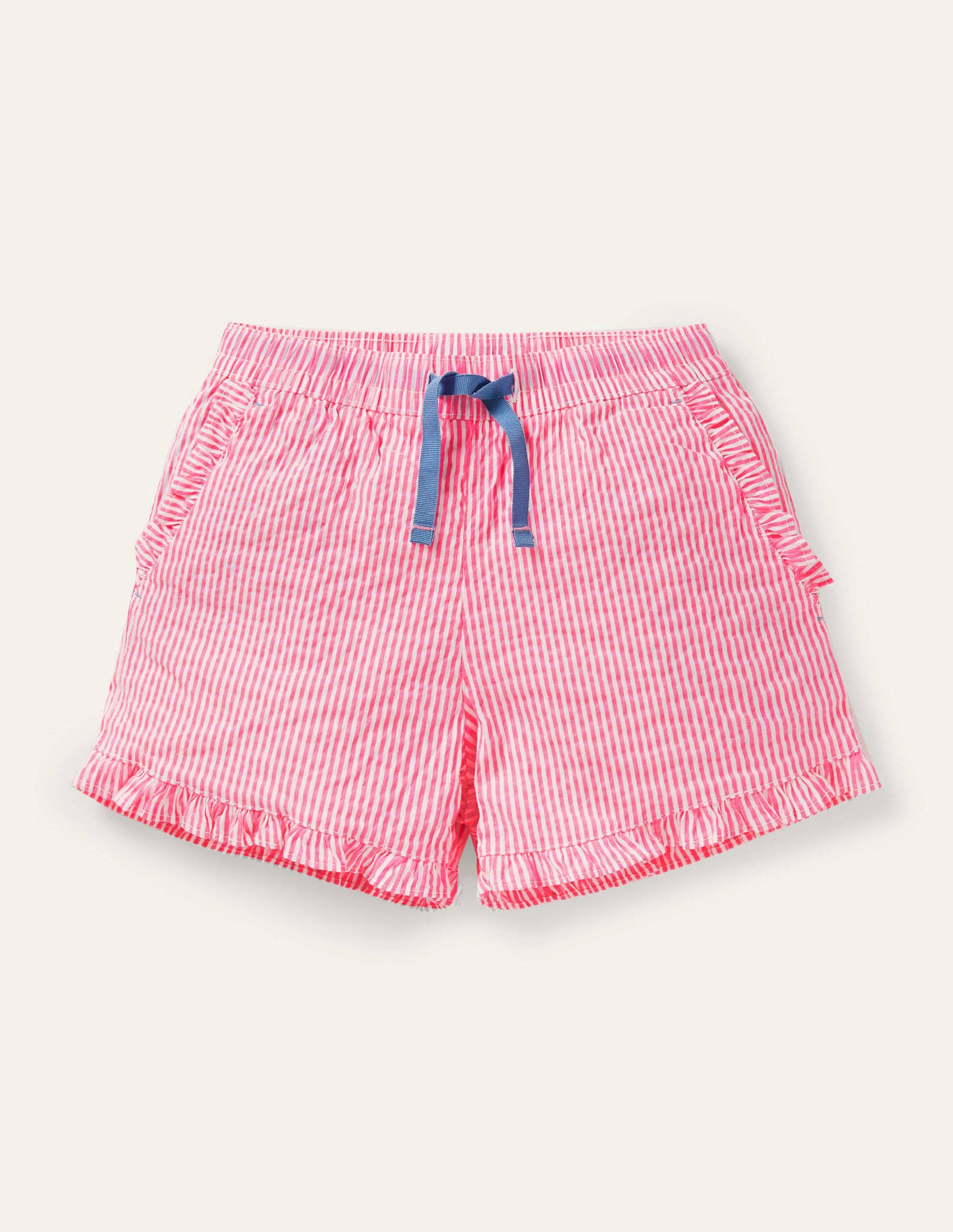 Frill Hem Shorts-Party Pink Ticking-1