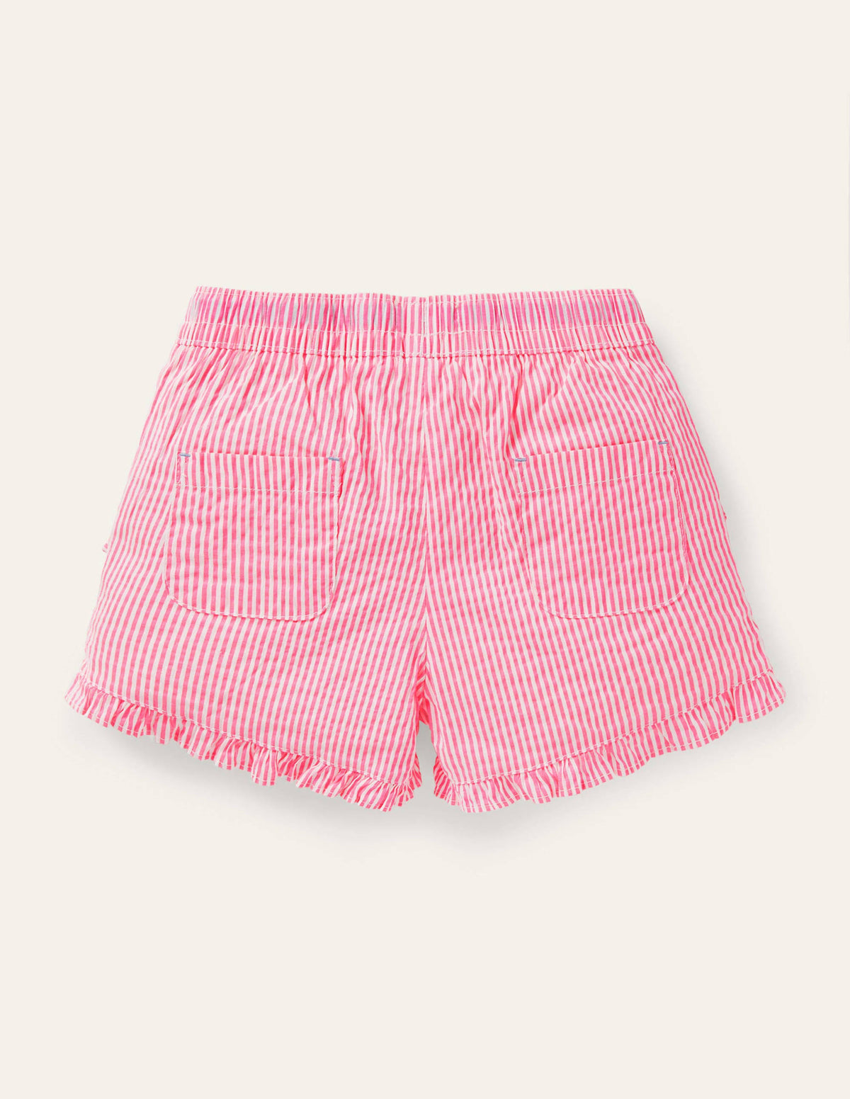 Frill Hem Shorts-Party Pink Ticking-2