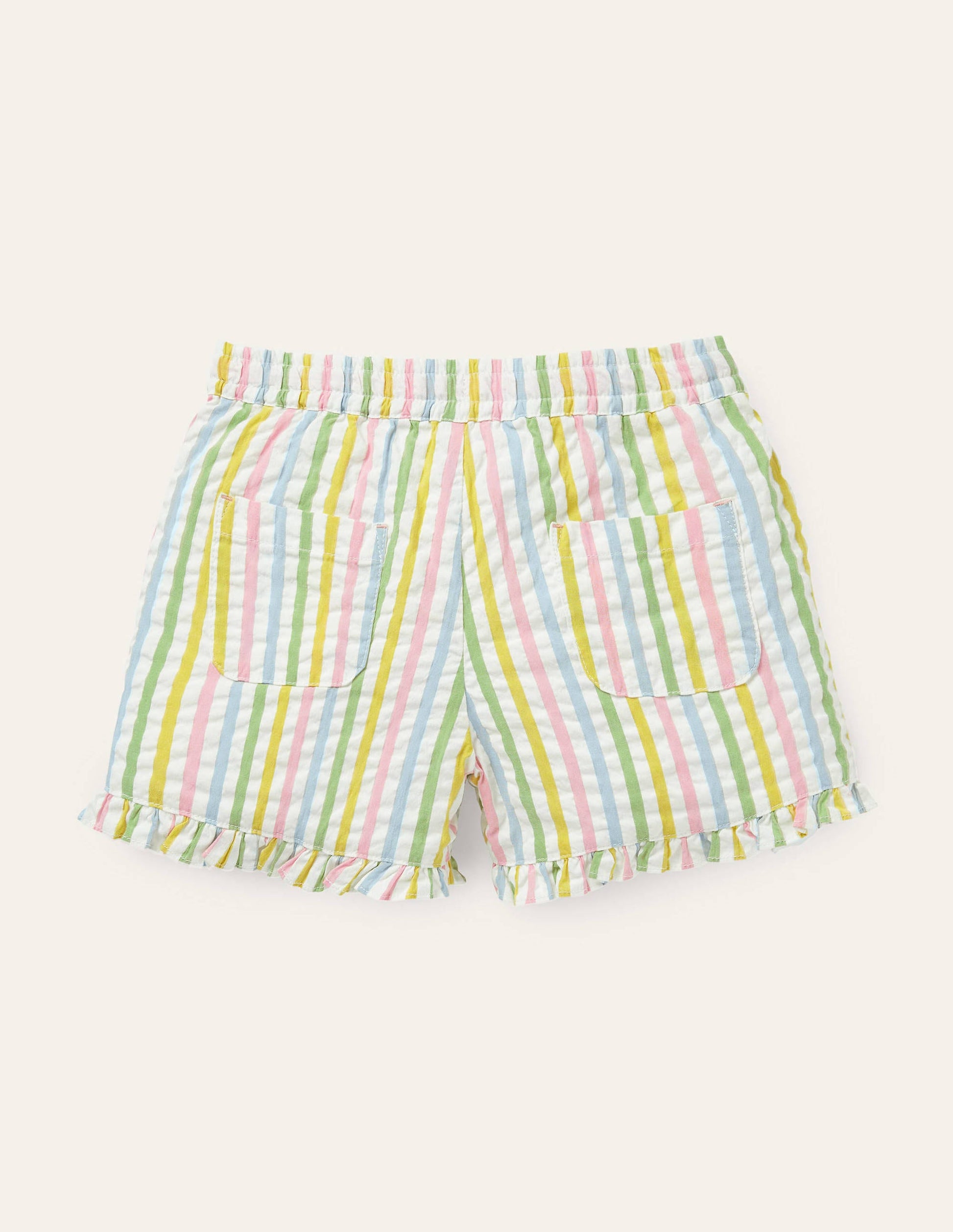 Frill Hem Shorts-Multi Ticking Stripe-2