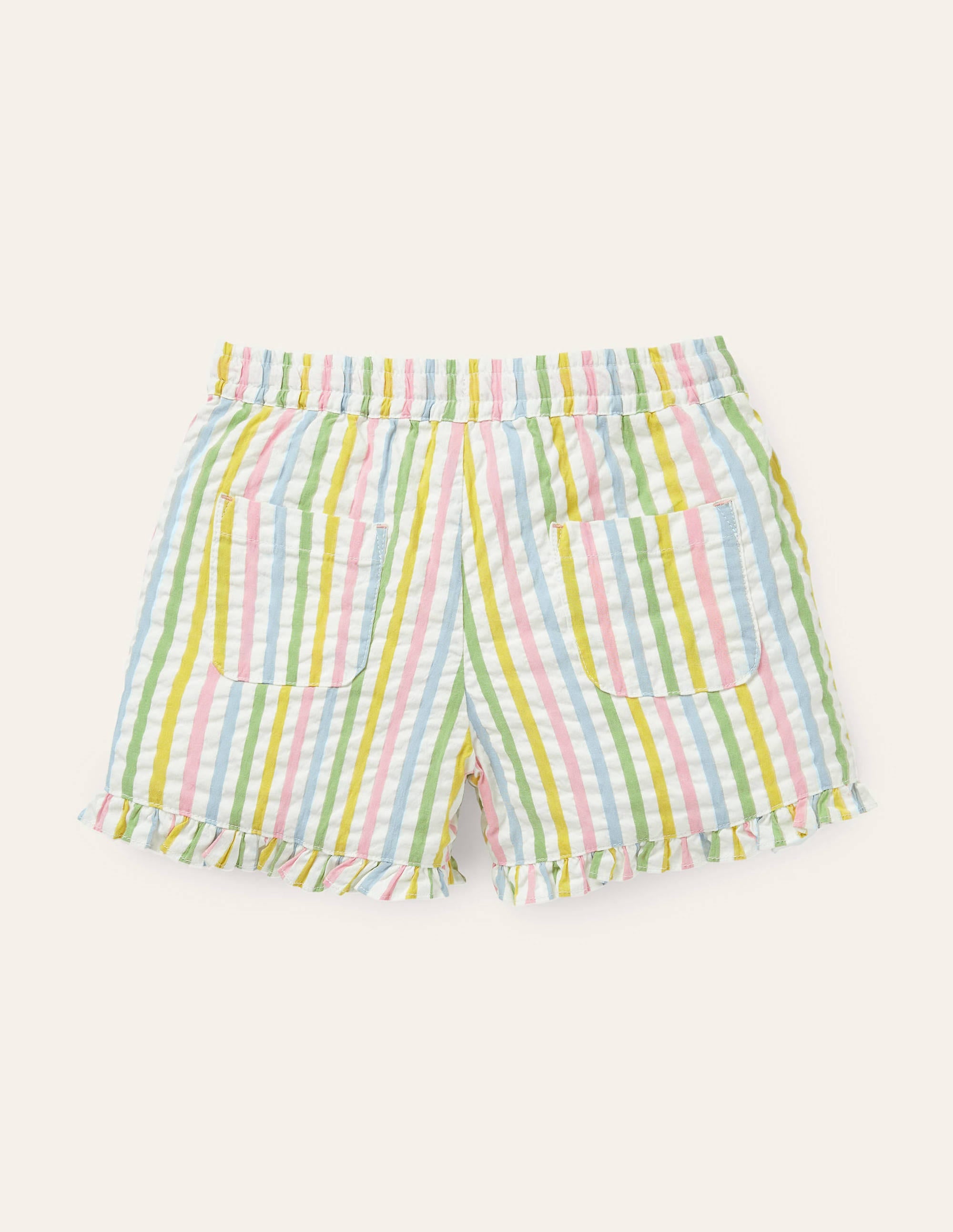Frill Hem Shorts-Multi Ticking Stripe - Image 2