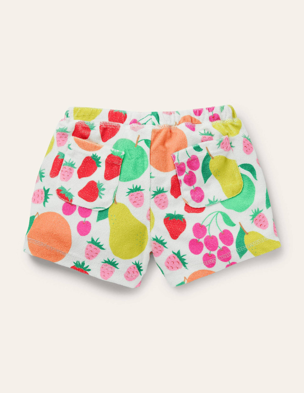 Towelling Shorts-Ivory Tutti Frutti-2