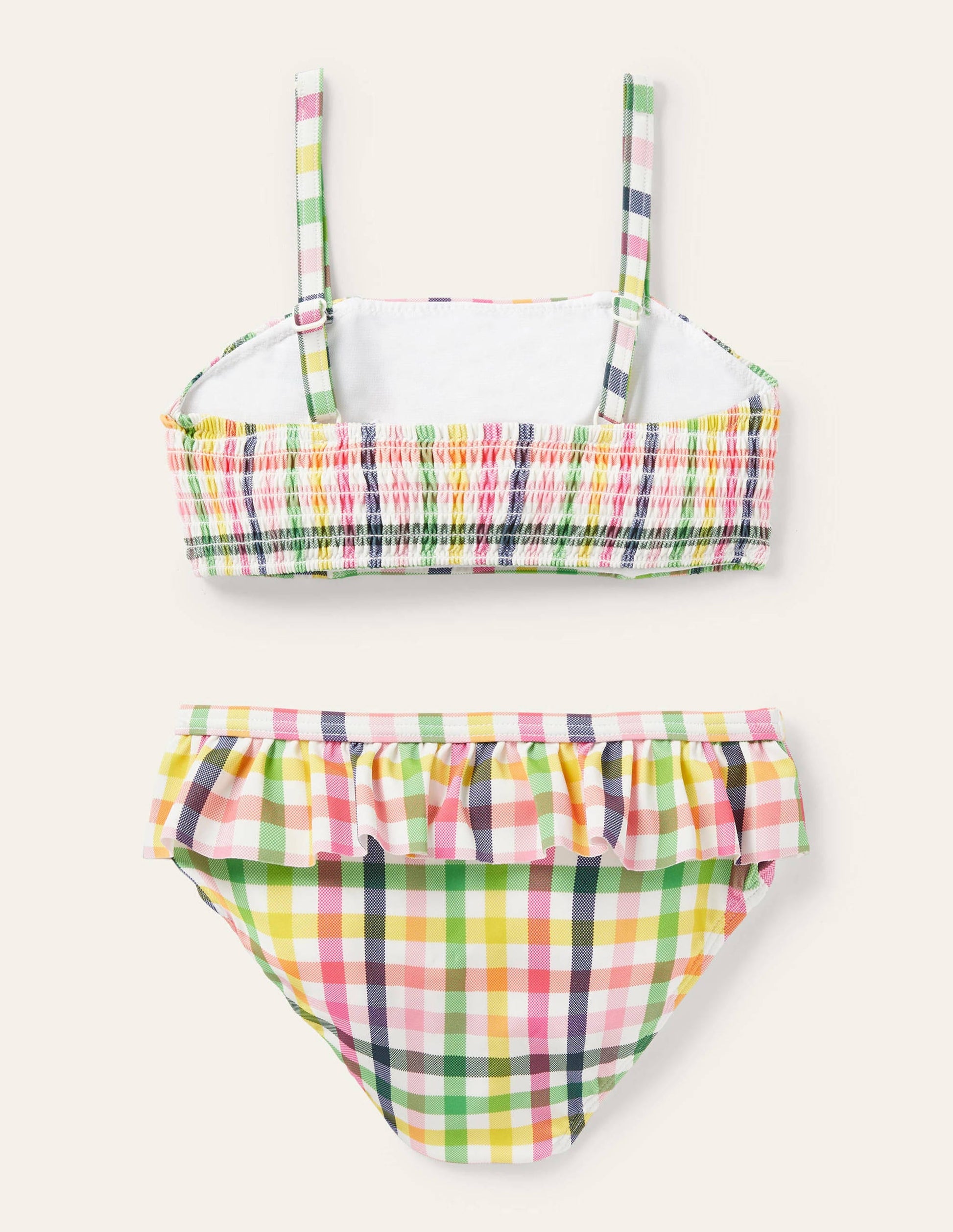 Nostalgic Smocked Bikini-Multi Rainbow Gingham-2