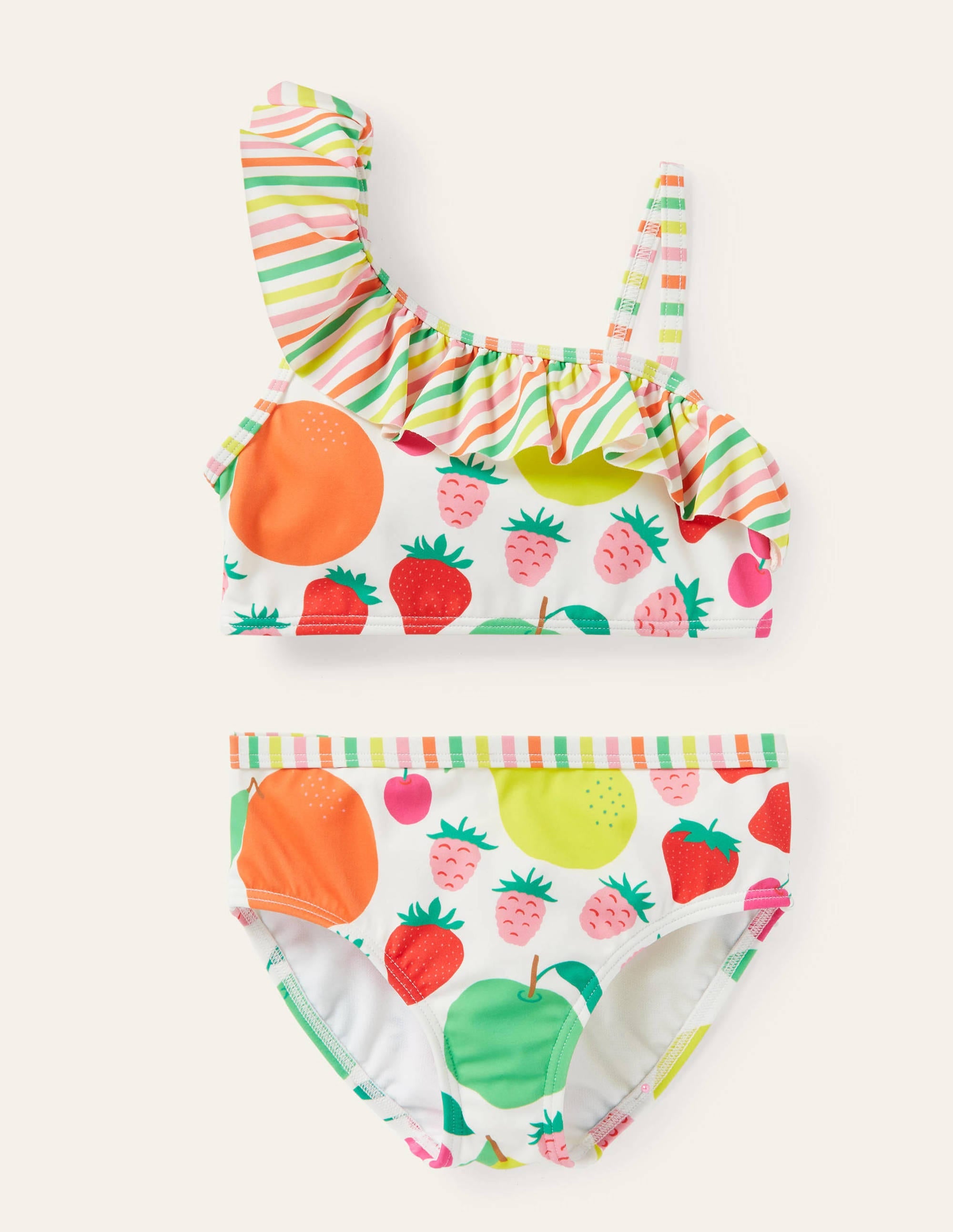 One Shoulder Frilly Bikini-Multi Tutti Fruitti - Image 1