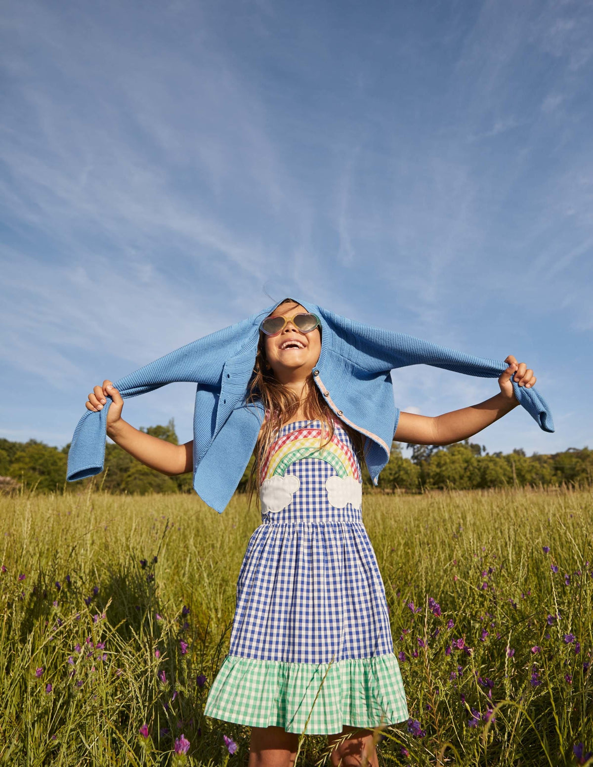 Gingham Woven Sun Dress-Multi Rainbow Scene-4