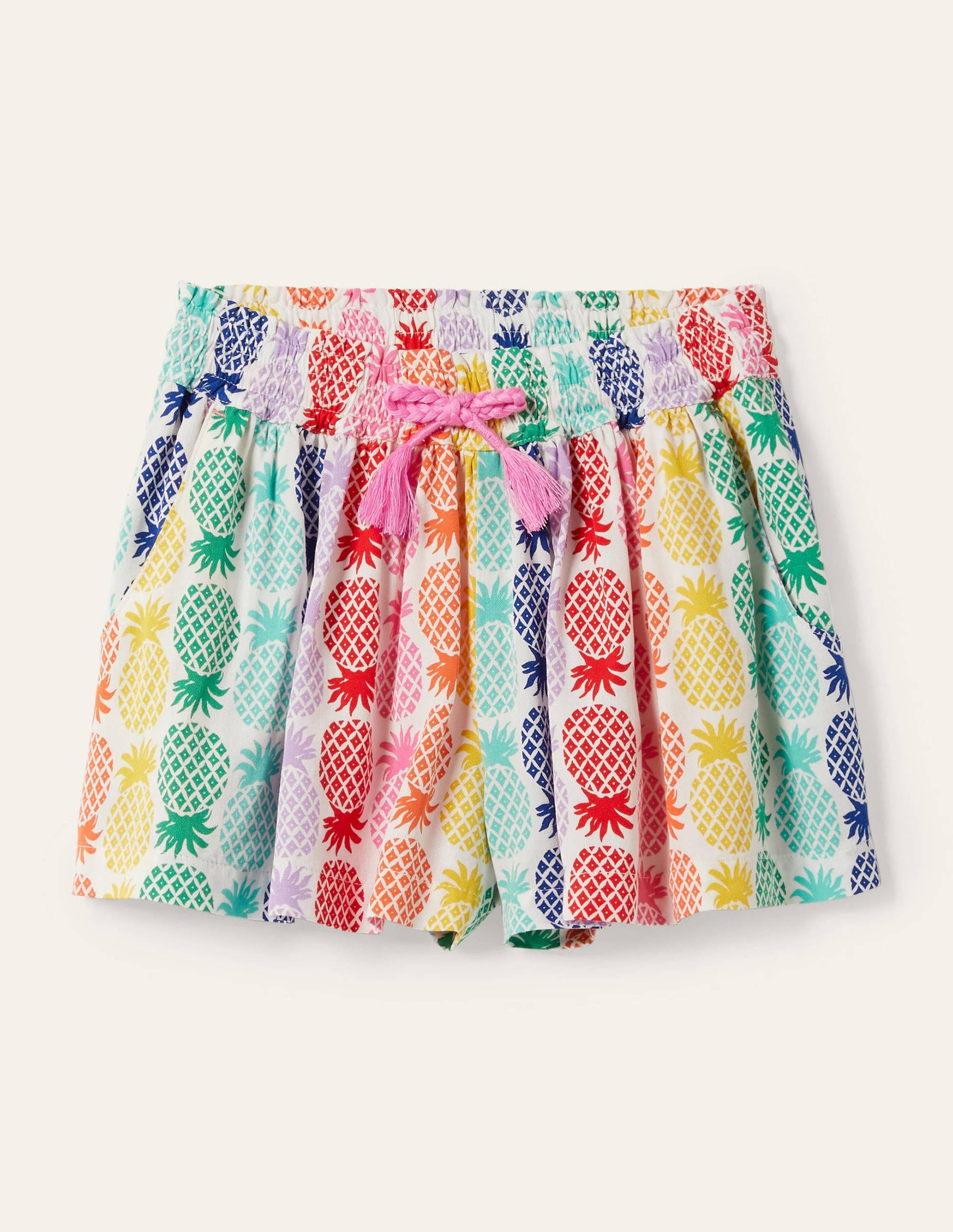 Printed Woven Shorts-Multi Rainbow Pineapple Geo-1