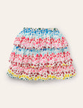 Printed Ruffle Skirt-Multi Rainbow Leopard