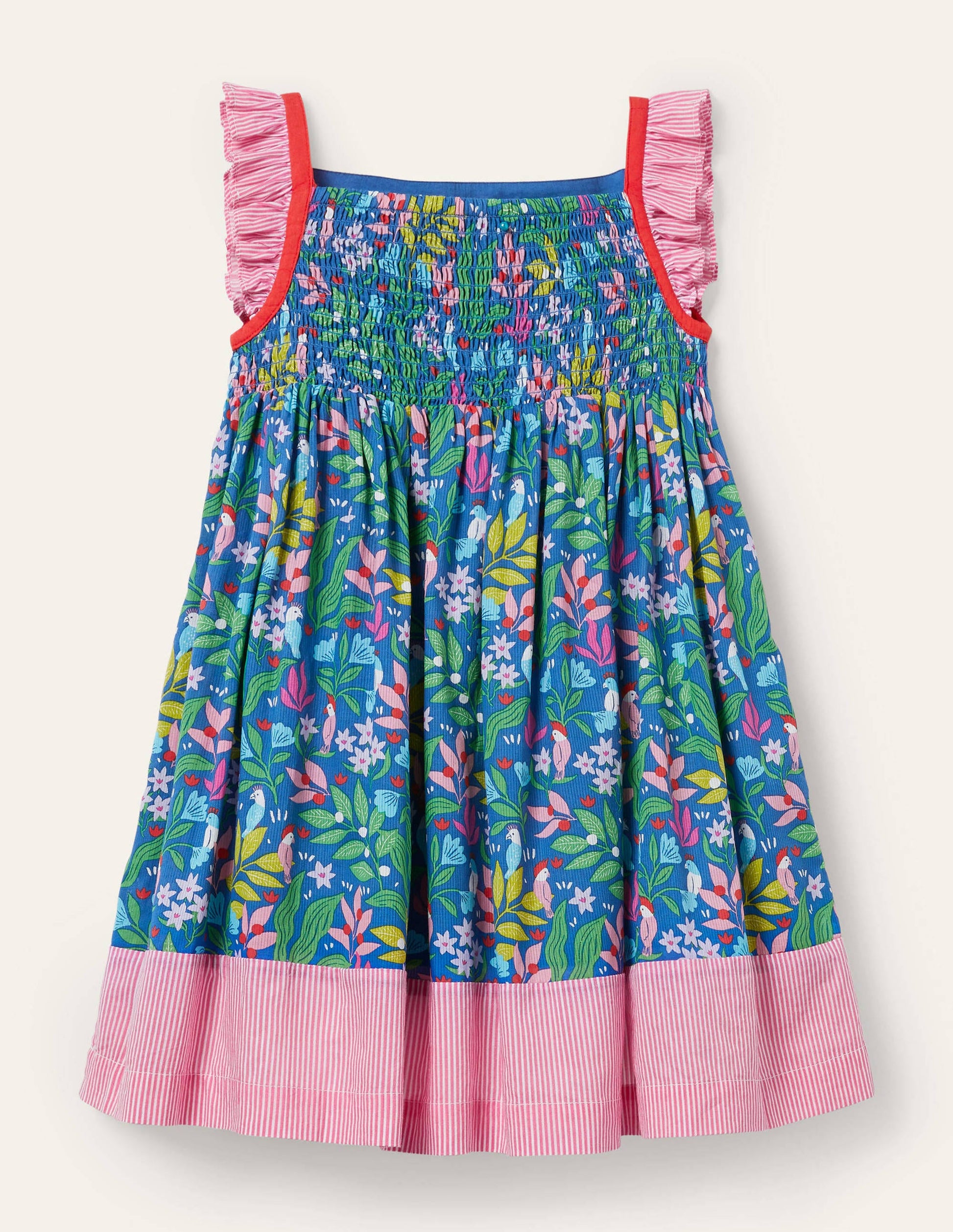 Frill Strap Dress-Venice Blue Tropical Garden-2
