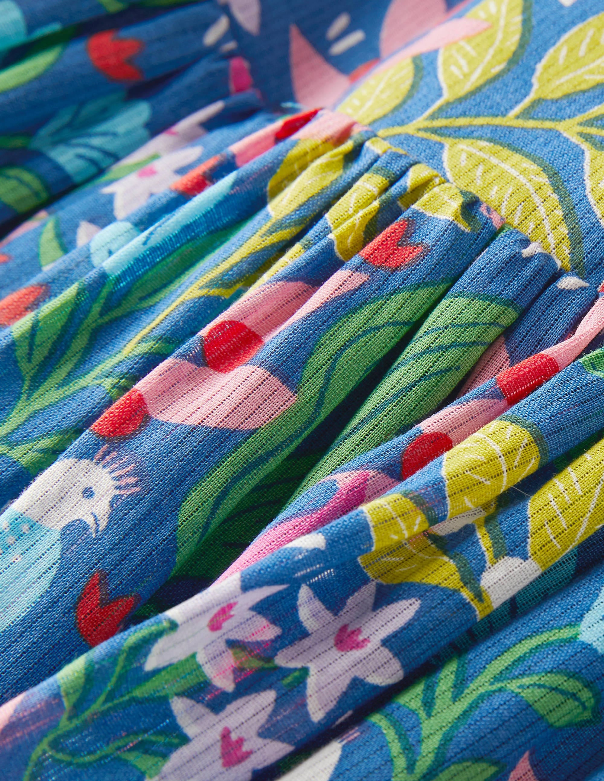Frill Strap Dress-Venice Blue Tropical Garden - Image 3