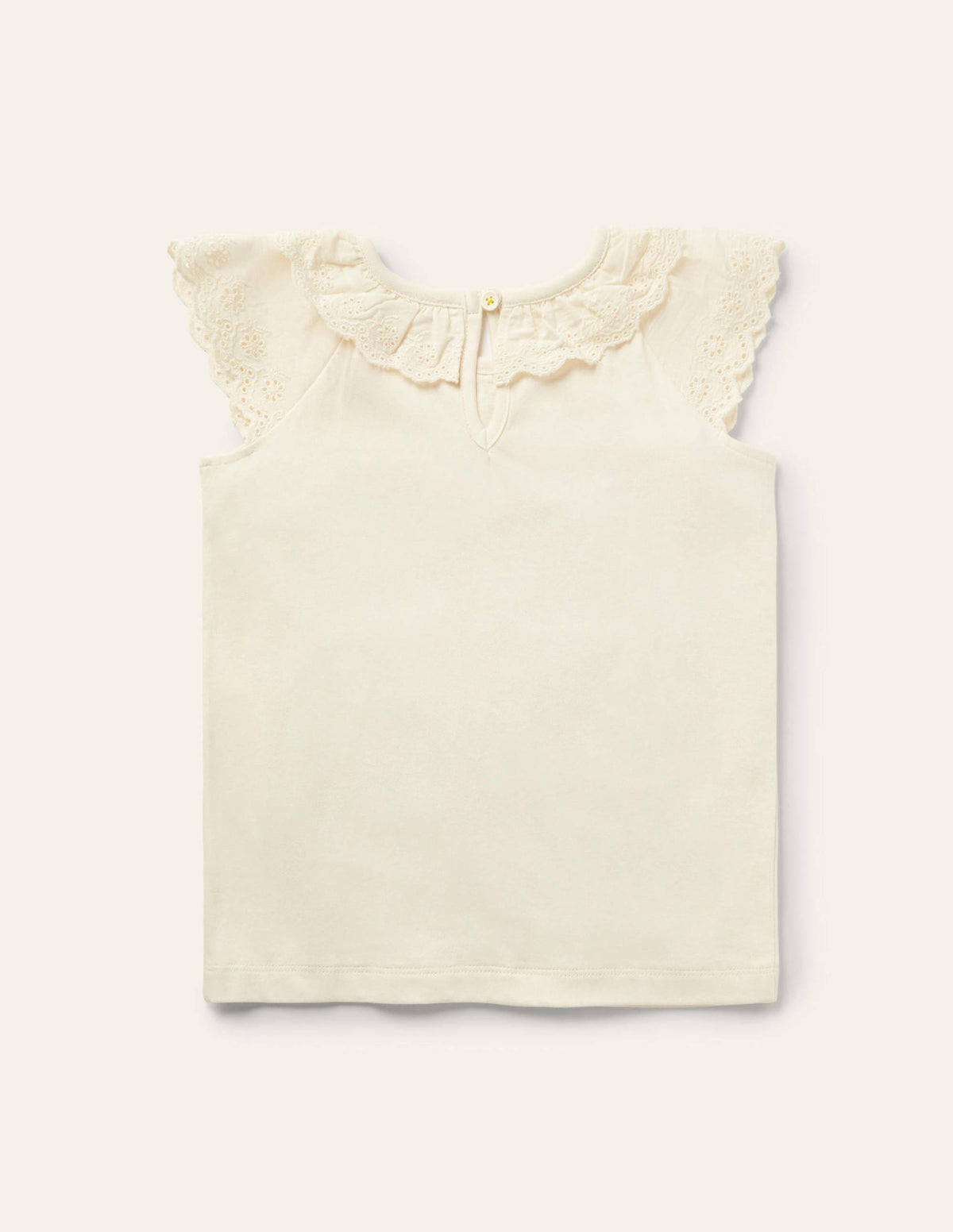 Broderie Detail Jersey Top-Ivory - Image 2