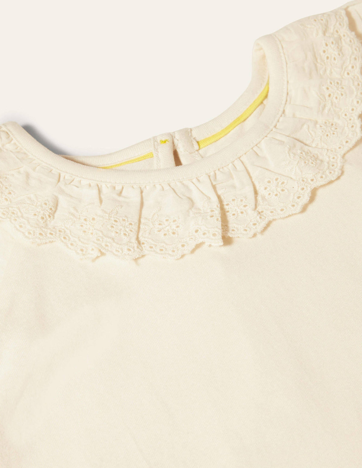 Broderie Detail Jersey Top-Ivory - Image 3