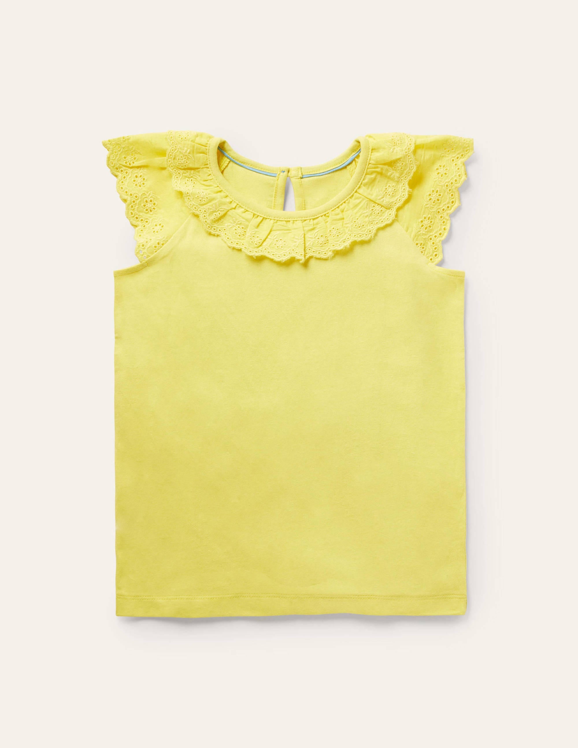 Broderie Detail Jersey Top-Sweetcorn Yellow - Image 1
